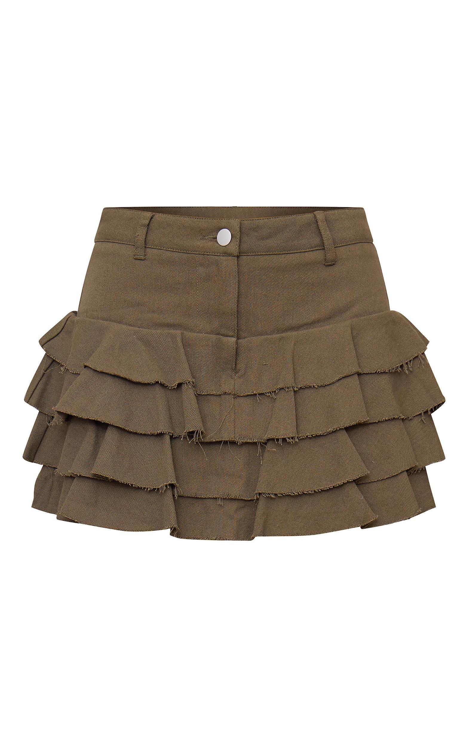  Khaki Twill Rara Mini Skirt Product Image