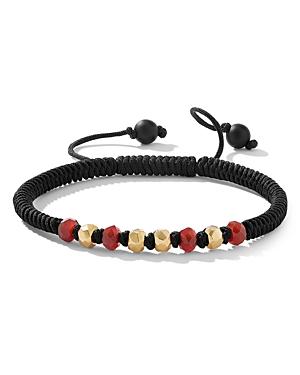 David Yurman 18K Yellow Gold Fortune Onyx & Carnelian Bead Cord Bracelet Product Image