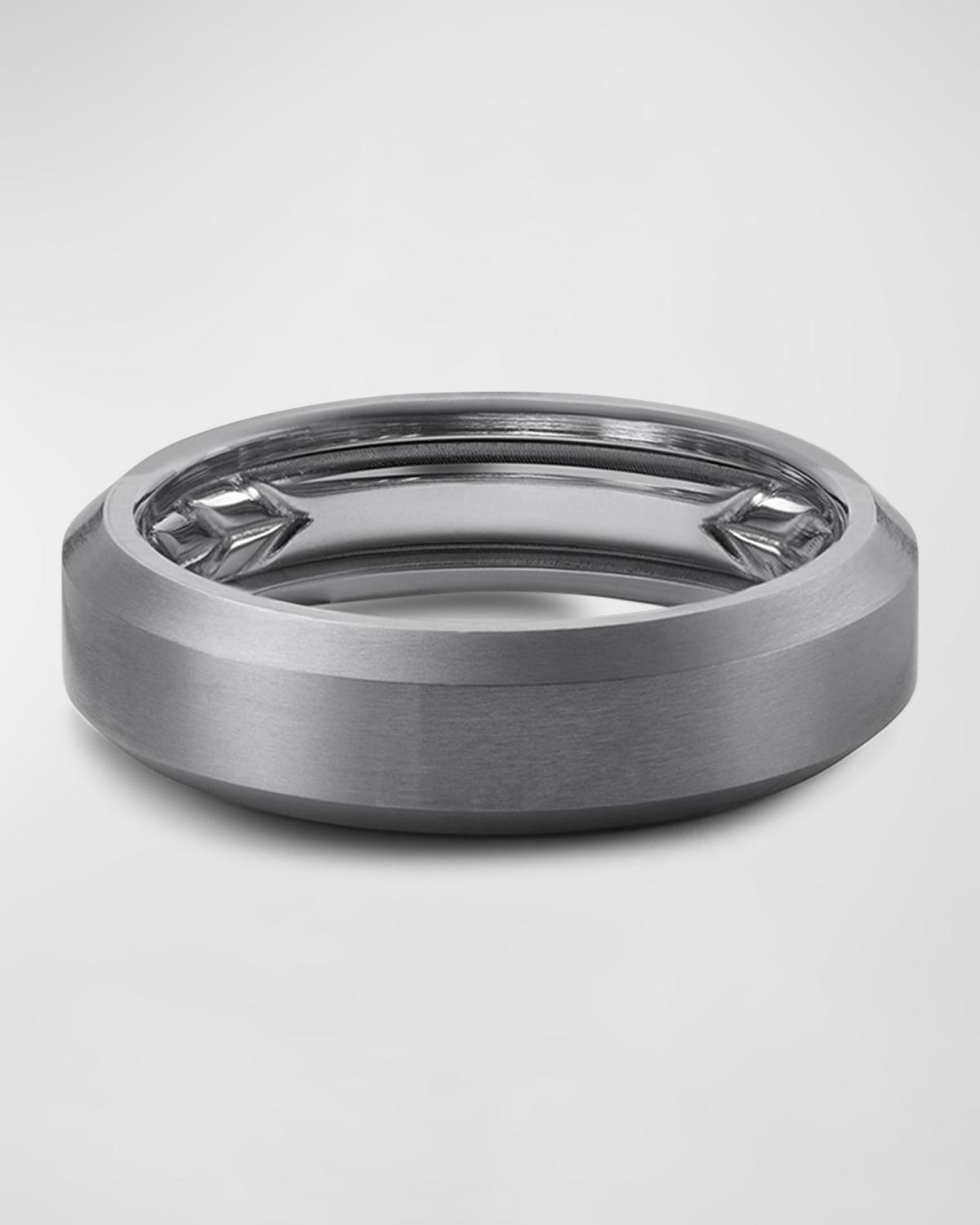 Mens Beveled Band Ring in Grey Titanium, 6mm Product Image
