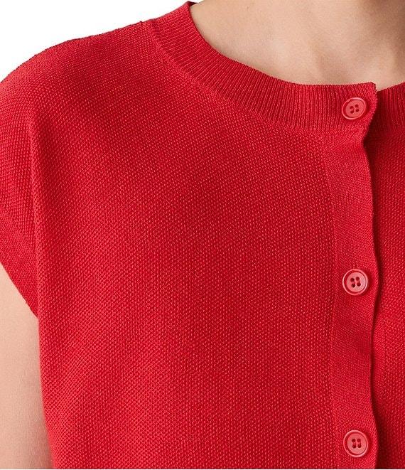 Eileen Fisher Organic Linen Cotton Blend Crew Neck Cap Sleeve Vest Product Image