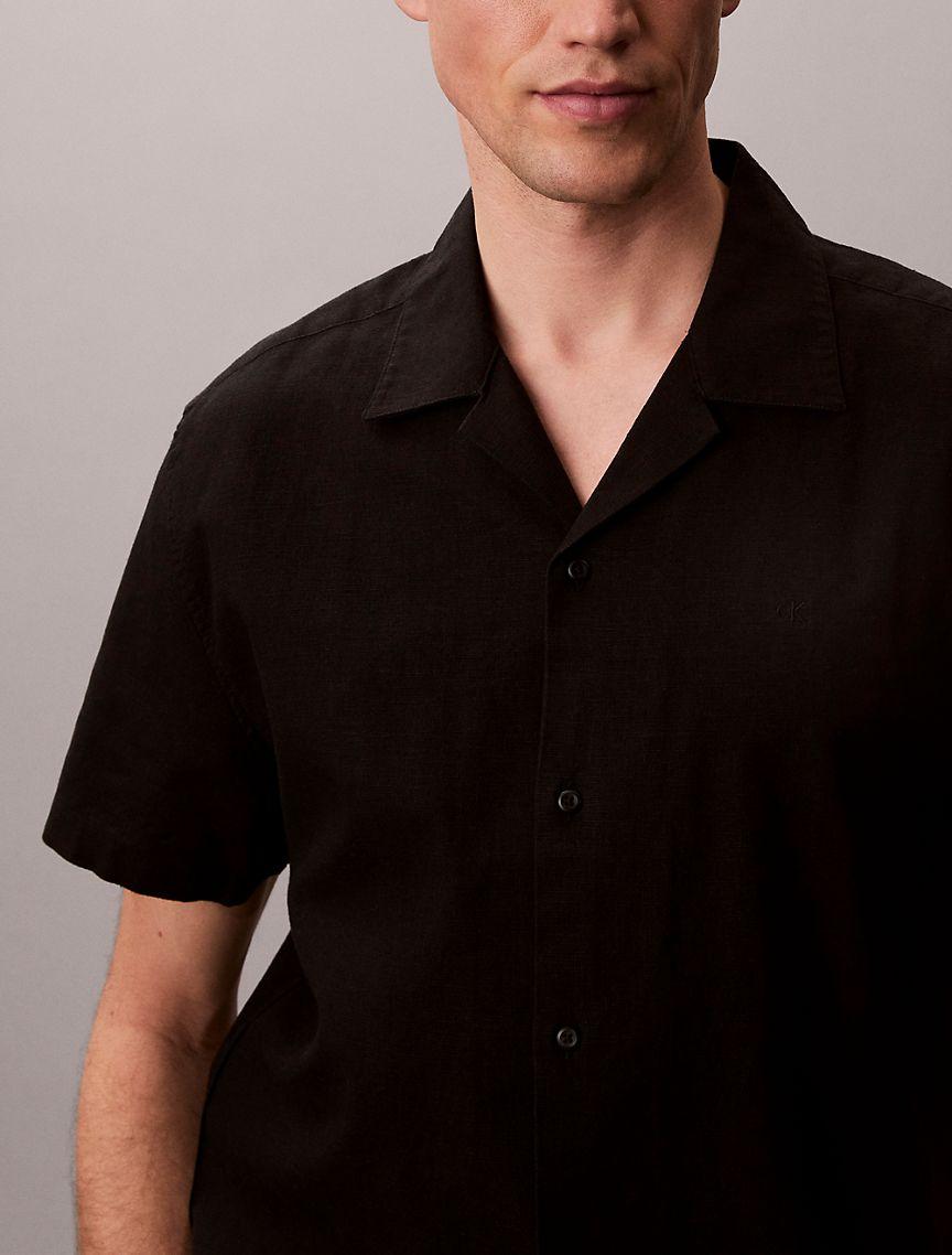 Linen Cotton Short Sleeve Button-Down Shirt Product Image