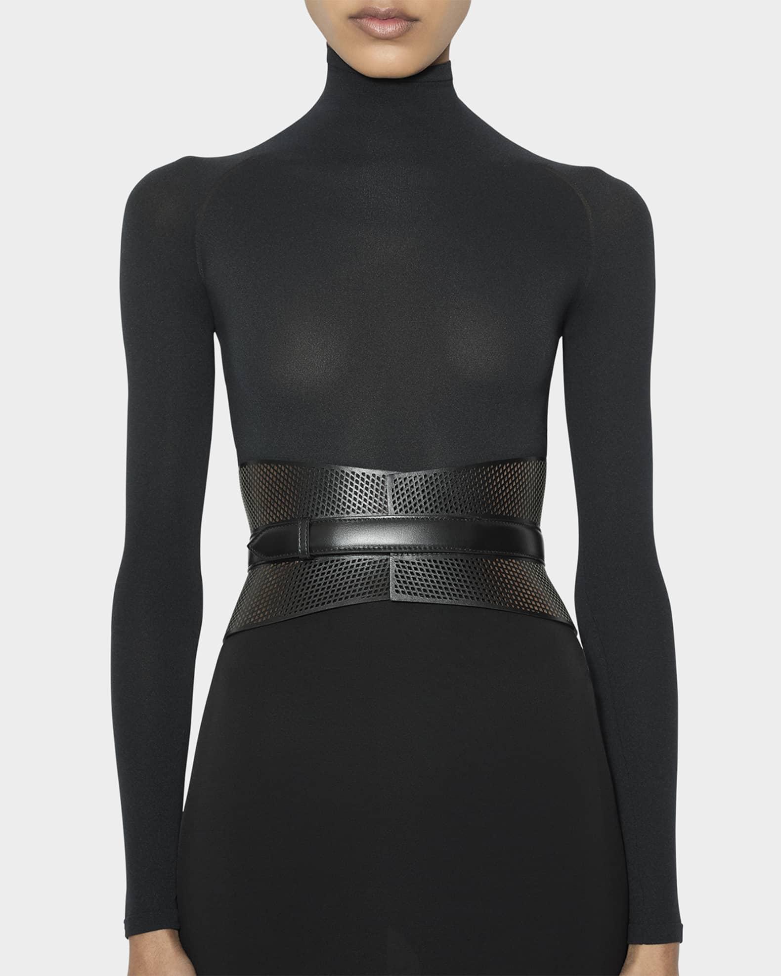 Curved Wide Bustier Leather Belt Product Image