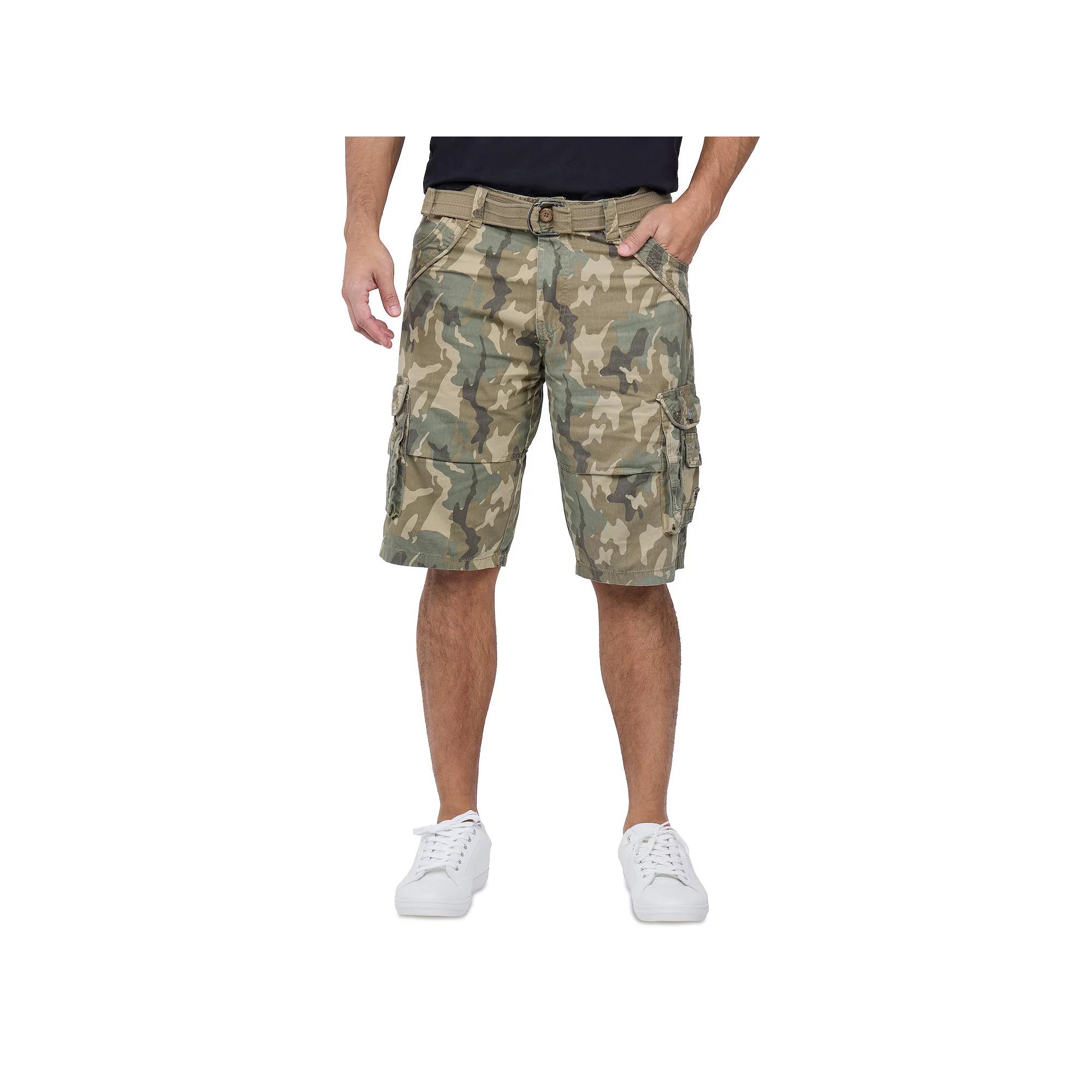 Mens Xray Belted Double-Pocket Bermuda Cargo Desert Green Product Image