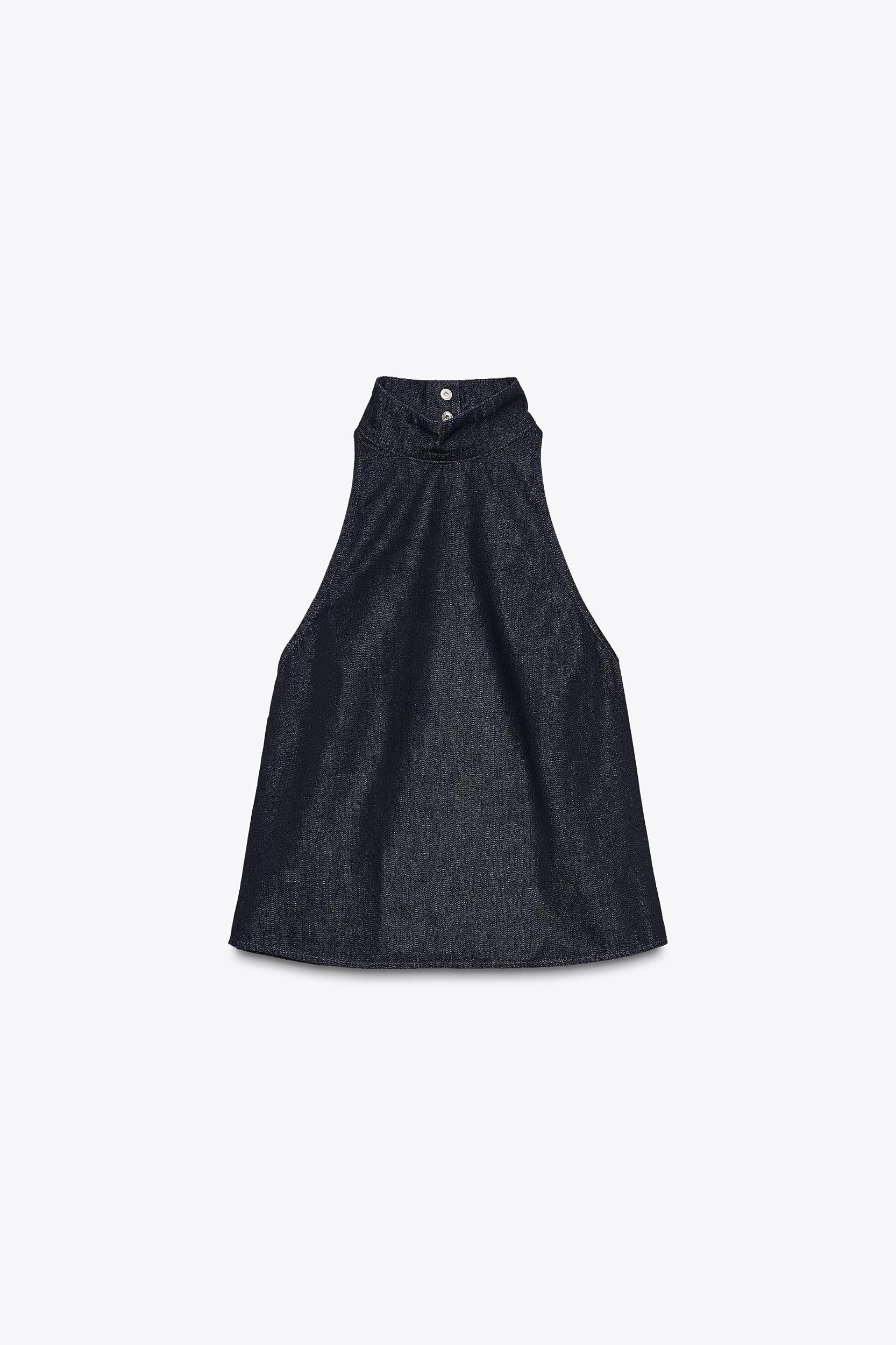 DENIM HALTER TOP TRF Product Image