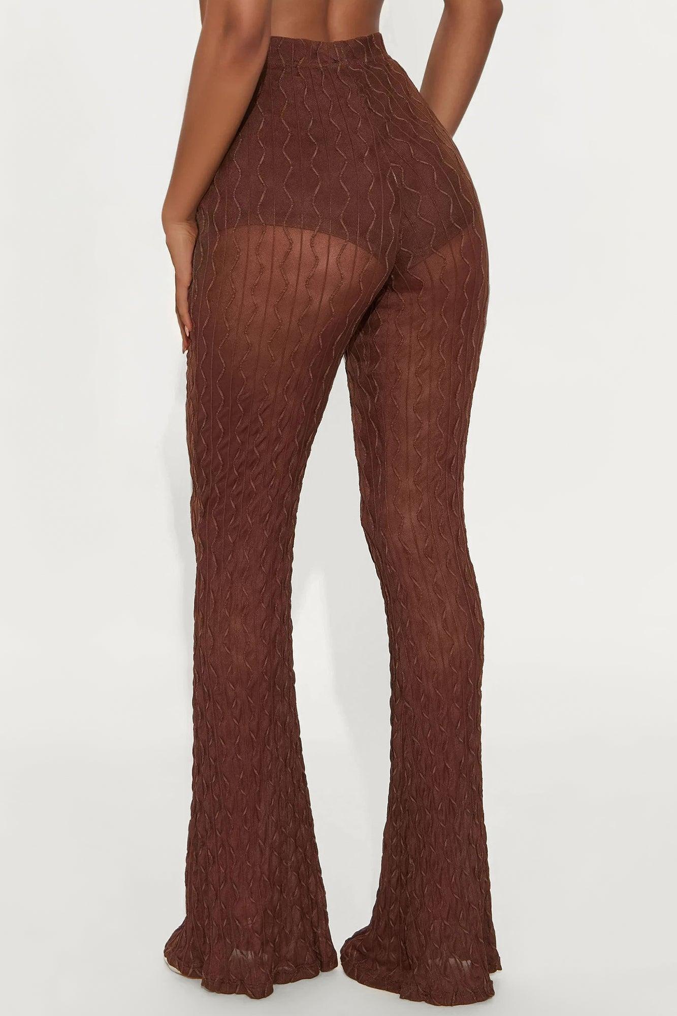 Romina High Rise Textured Flare Pant - Chocolate Female Product Image