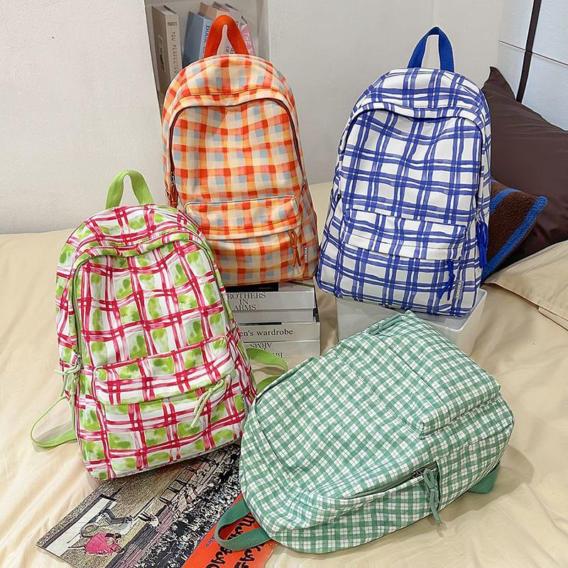 Plaid Nylon Laptop Backpack Product Image