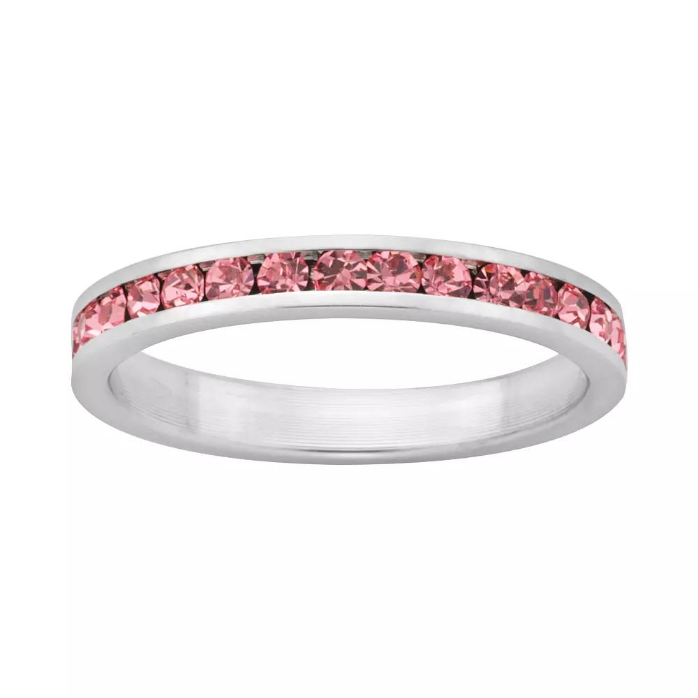 Sterling Silver Pink Crystal Eternity Ring, Women's,  Product Image
