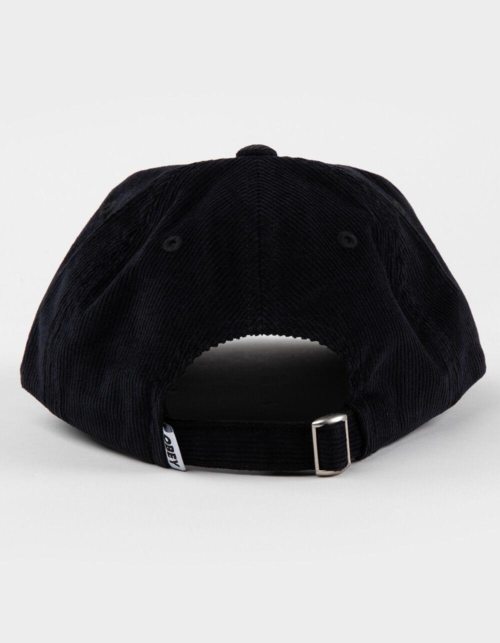 OBEY University 6 Panel Corduroy Strapback Hat - BLACK Product Image
