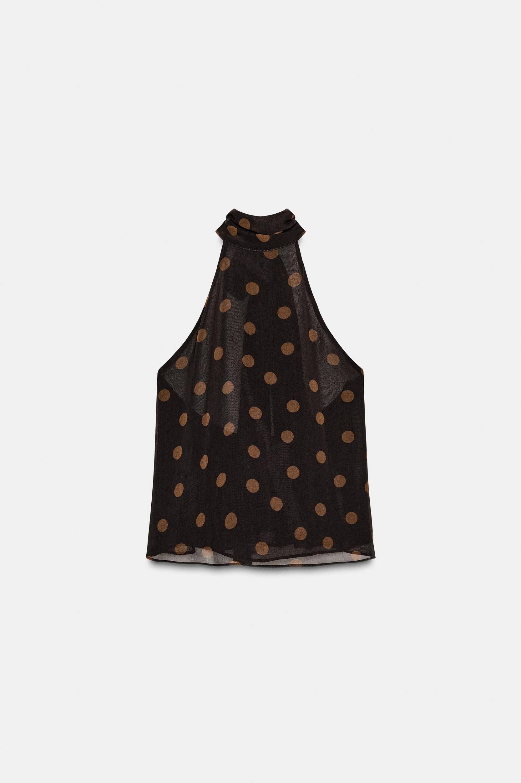 GEORGETTE HALTER TOP WITH DOTS Product Image