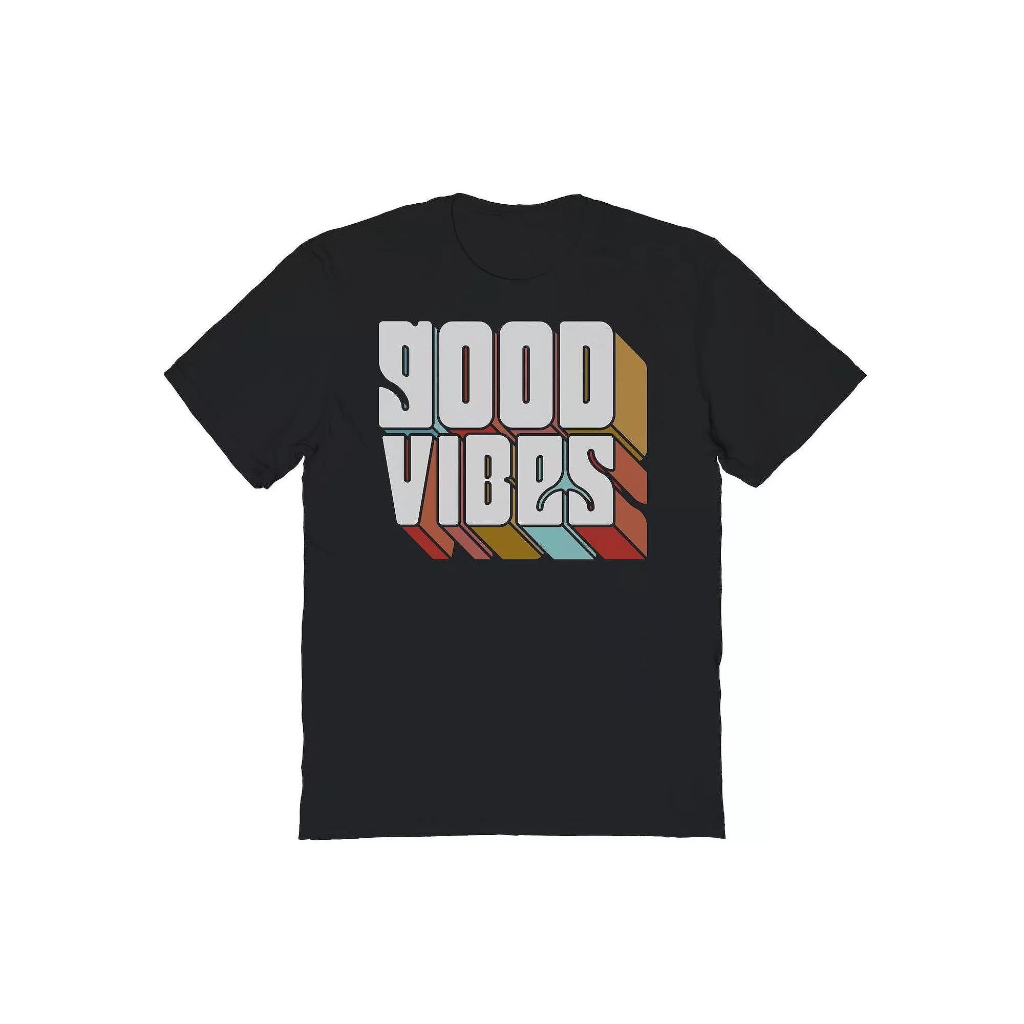 Men's 3D Good Vibes Graphic Tee, Size: Small, Black Product Image