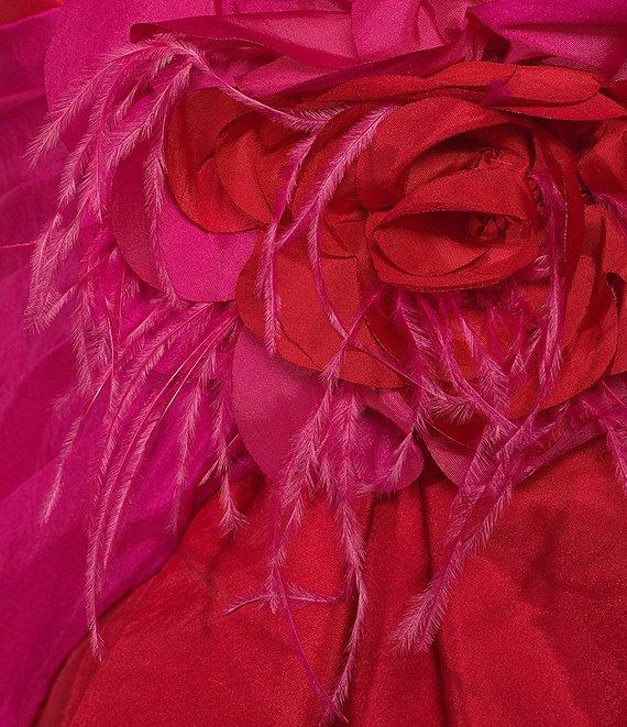 Terani Couture Mikado Asymmetrical One Shoulder Short Sleeve Bow Sash Gown Product Image