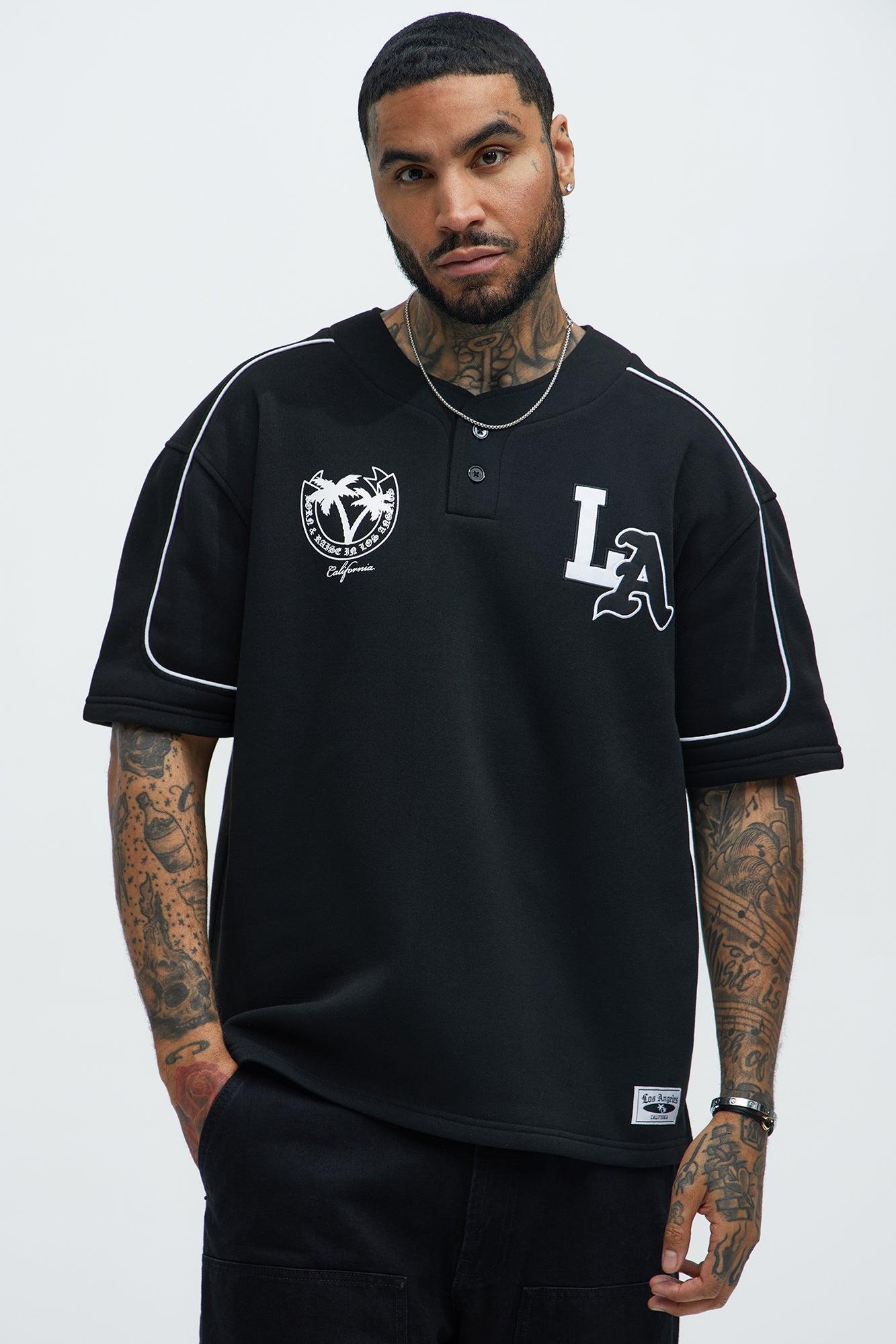 LA California Short Sleeve Henley - Black Product Image