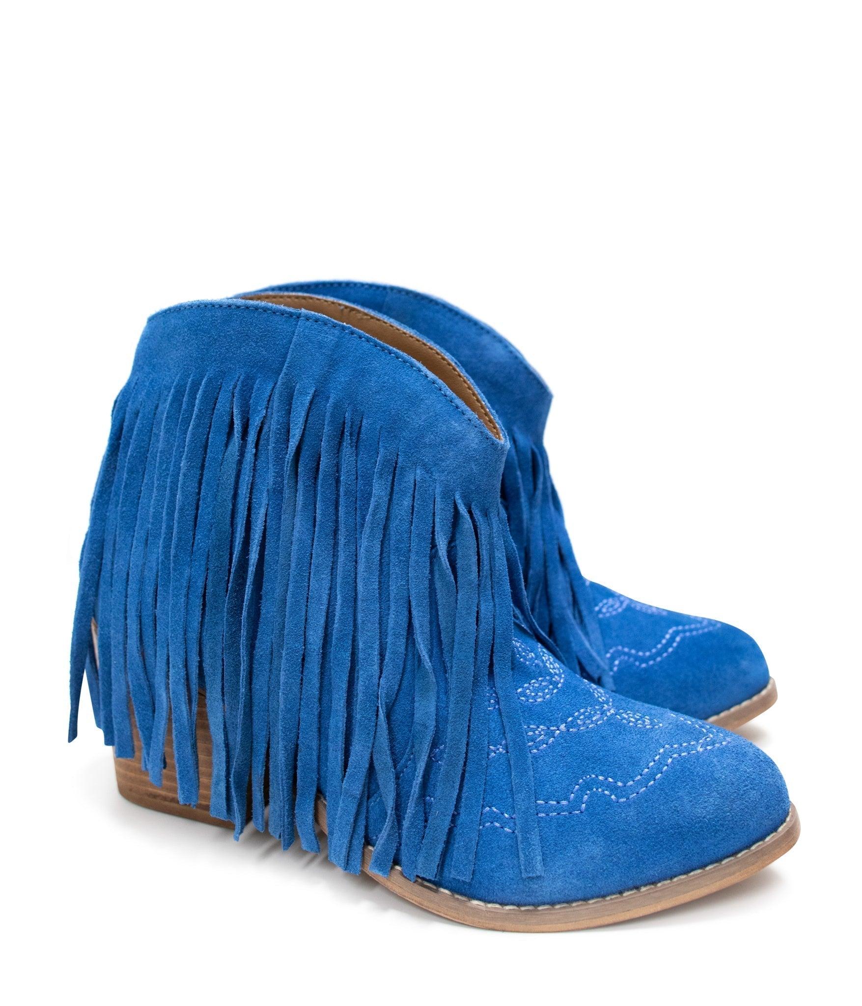 Amos Fringe Ankle Bootie in Blue Suede (Online Exclusive) Product Image