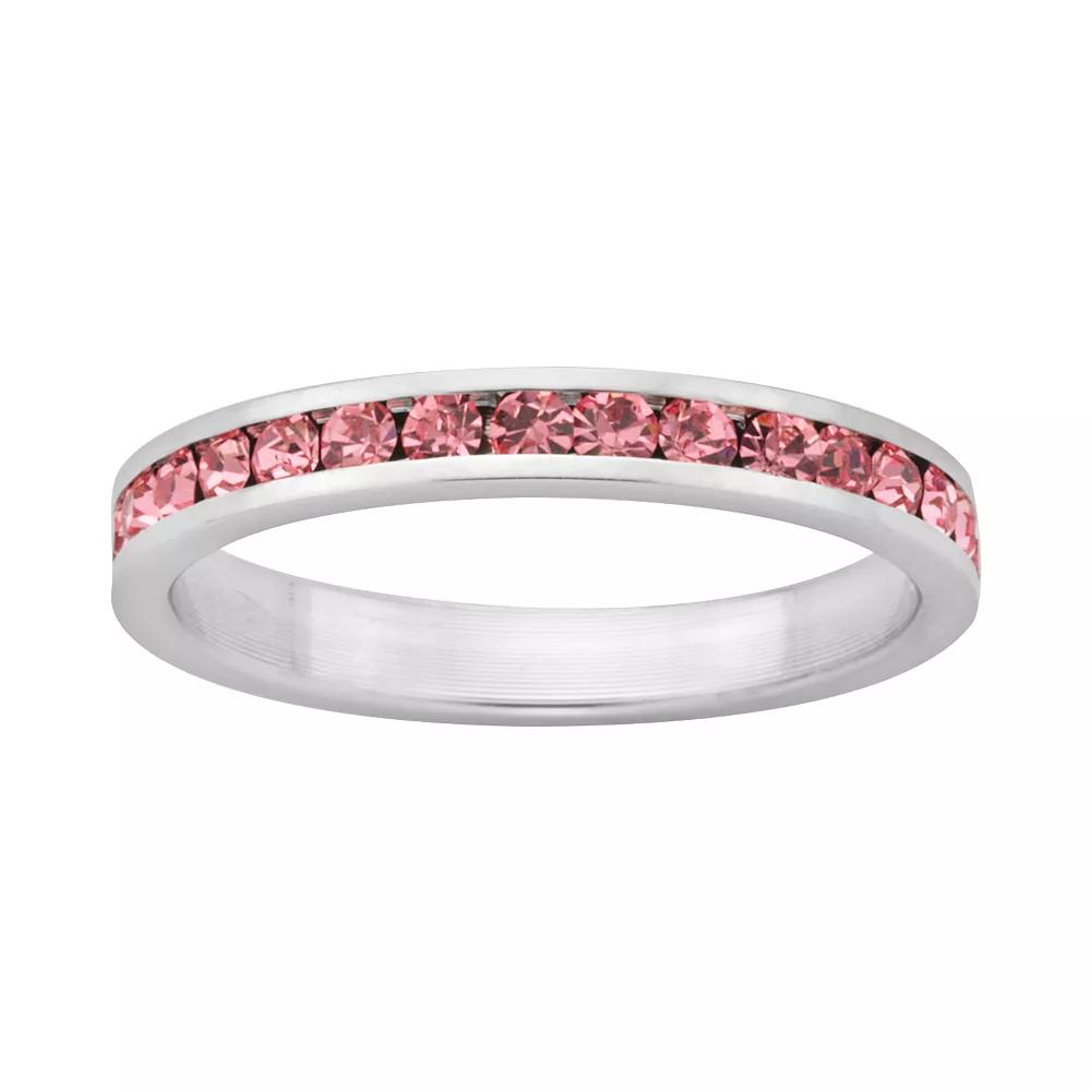 Sterling Silver Pink Crystal Eternity Ring, Women's,  Product Image