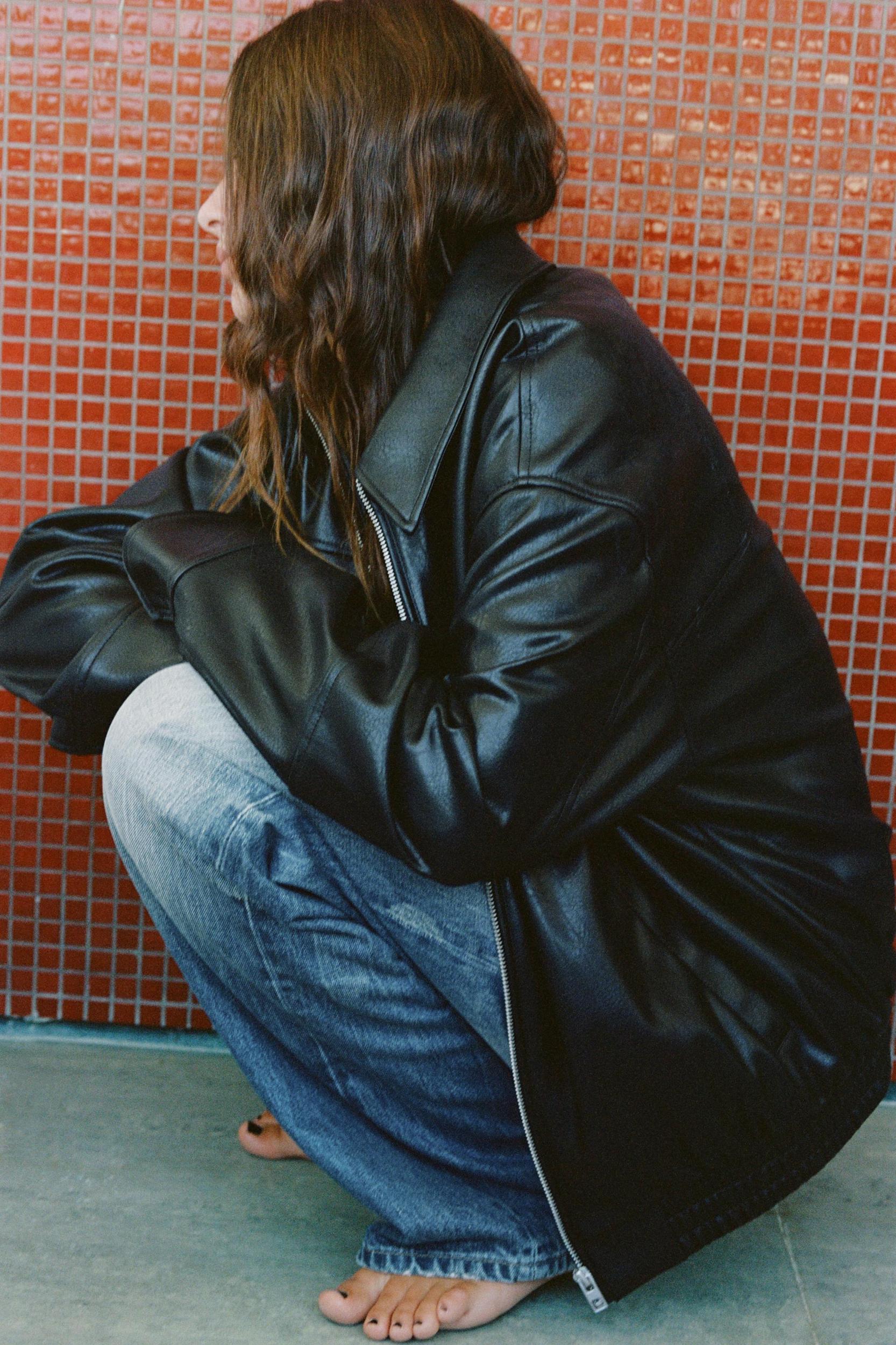 FAUX LEATHER BOMBER JACKET Product Image