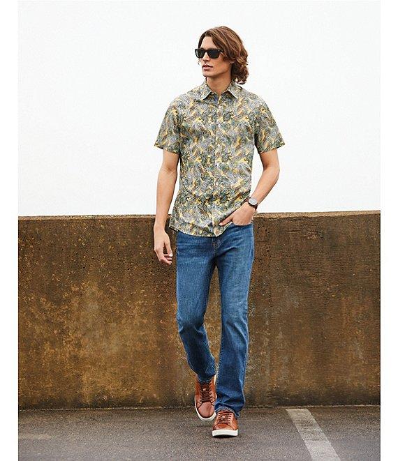 Cremieux Premium Denim Paisley Print Stretch Short Sleeve Woven Shirt Product Image