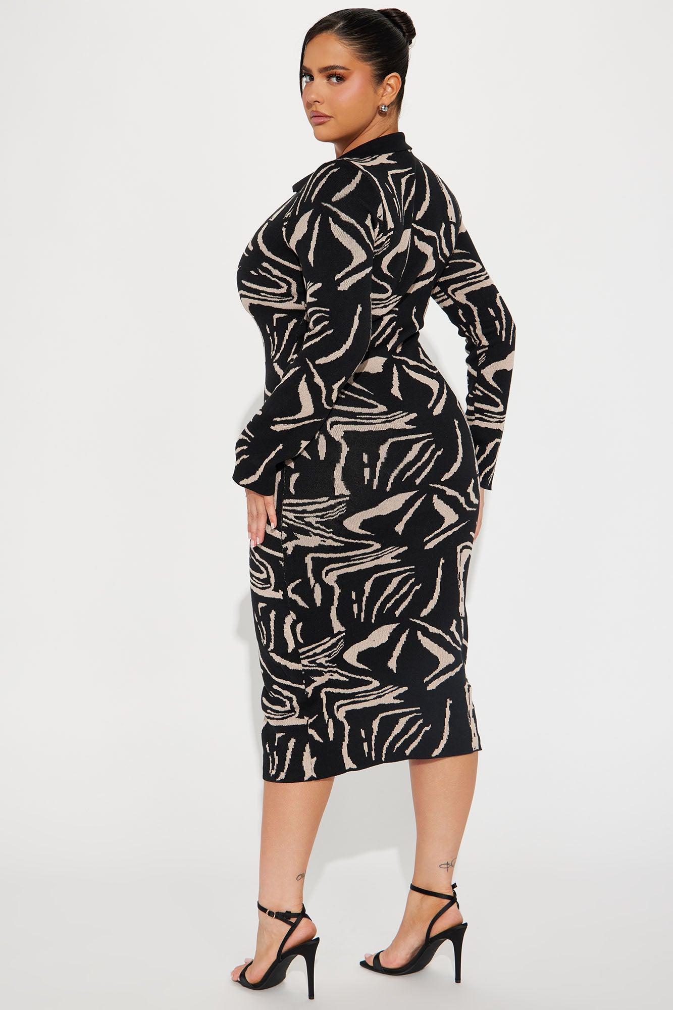 Mia Sweater Midi Dress - Black/combo Female Product Image