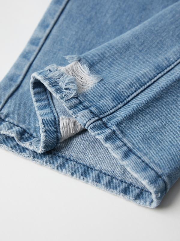Basic Wash Straight Leg Boyfriend Jeans Product Image
