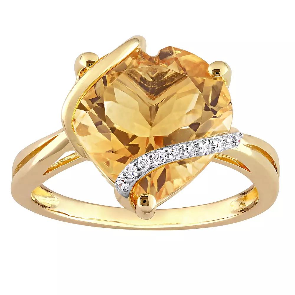Stella Grace Citrine & Diamond Accent Heart Wrapped Ring, Women's, Size: 7, Gold Tone Product Image