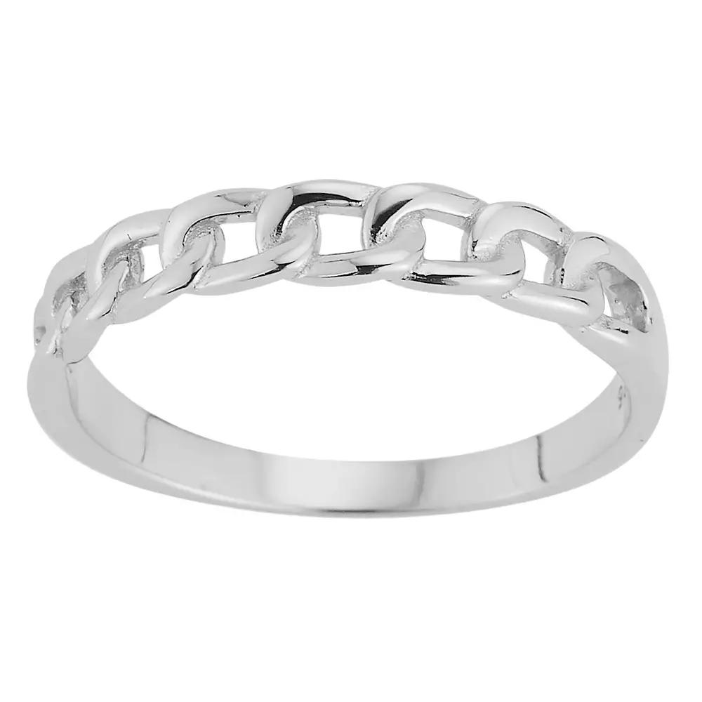 Sunkissed Sterling Sterling Silver Curb Chain Ring, Women's, Size: 8, Silver Tone Product Image