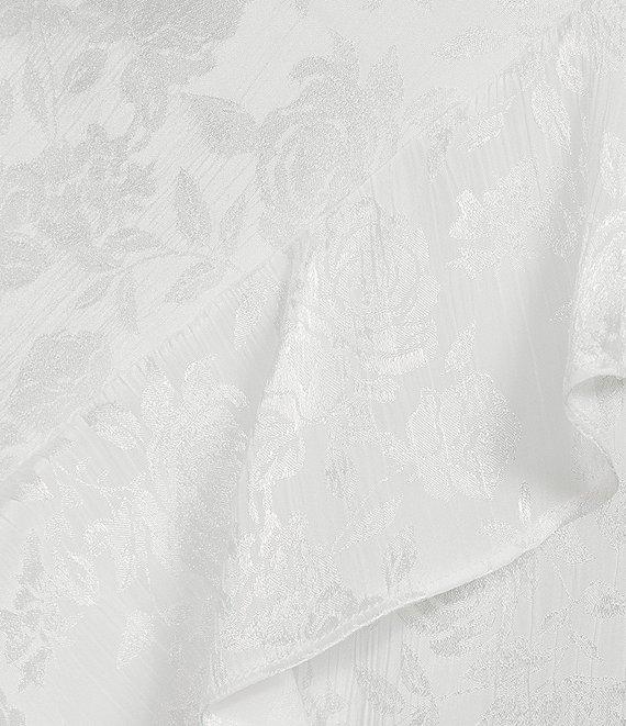 I.N. San Francisco Floral Print Cowl Neck Asymmetrical Ruffled Front Slit Long Dress Product Image