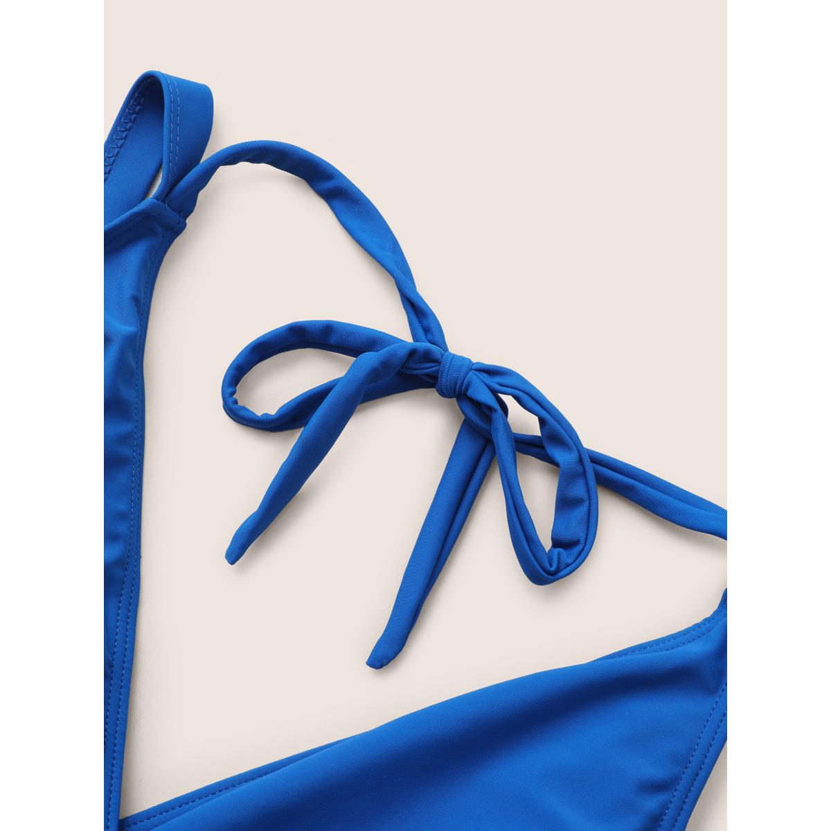 Plus Size Solid Ruffle Hem Empire Waist Halter Neck Swim Dress Women's Swimwear RedViolet Resort Bodycon Halter neck High stretch Curve Swim Dresses BloomChic 12/L Product Image