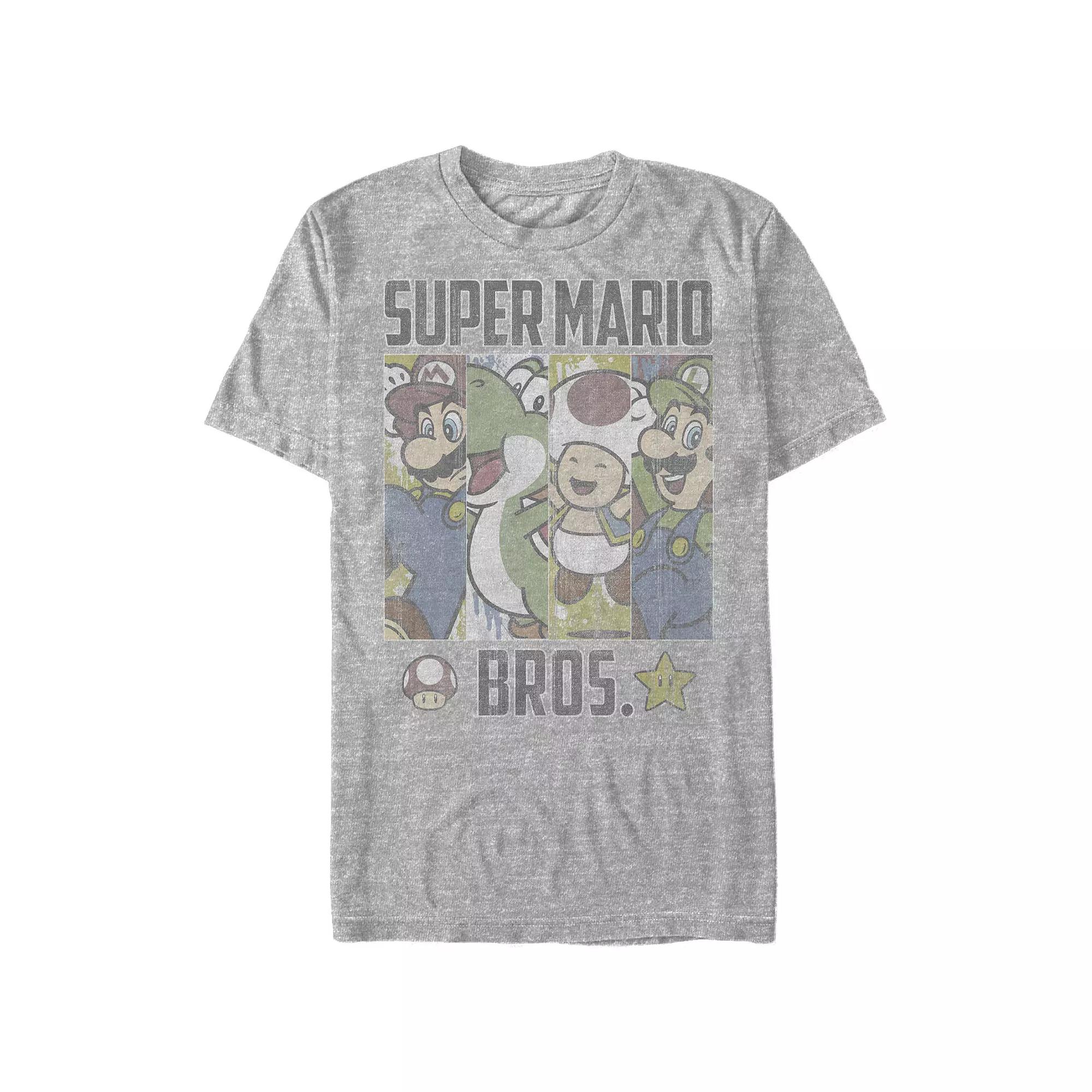 Men's Super Mario Retro Blinds Boxed Up Group Shot Graphic Tee,  Product Image