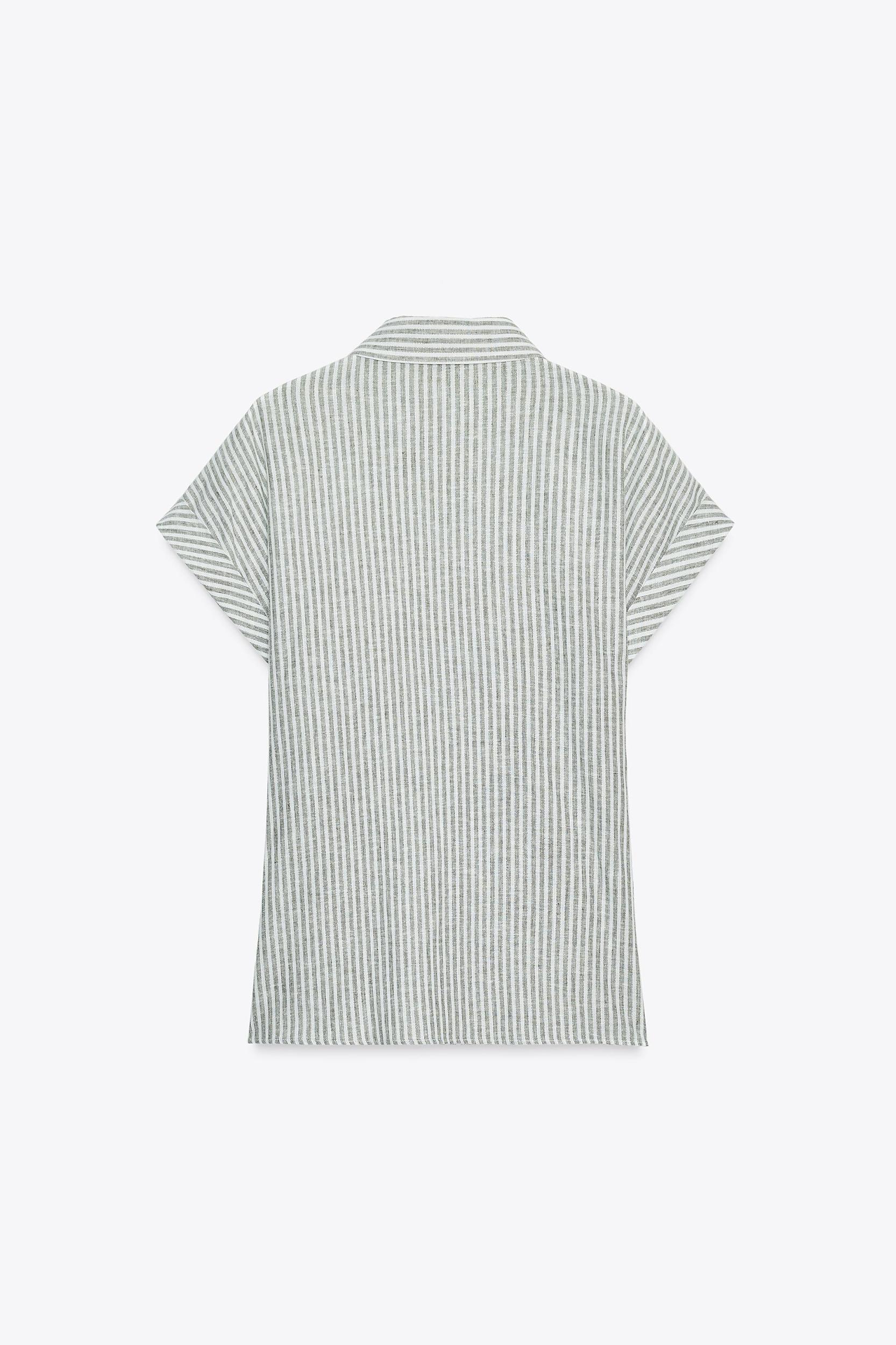STRIPED KNOT LINEN SHIRT Product Image