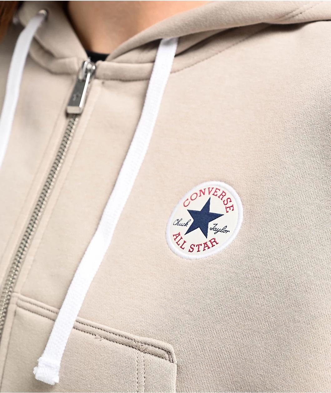 Converse Retro Cream Crop Zip Hoodie Product Image