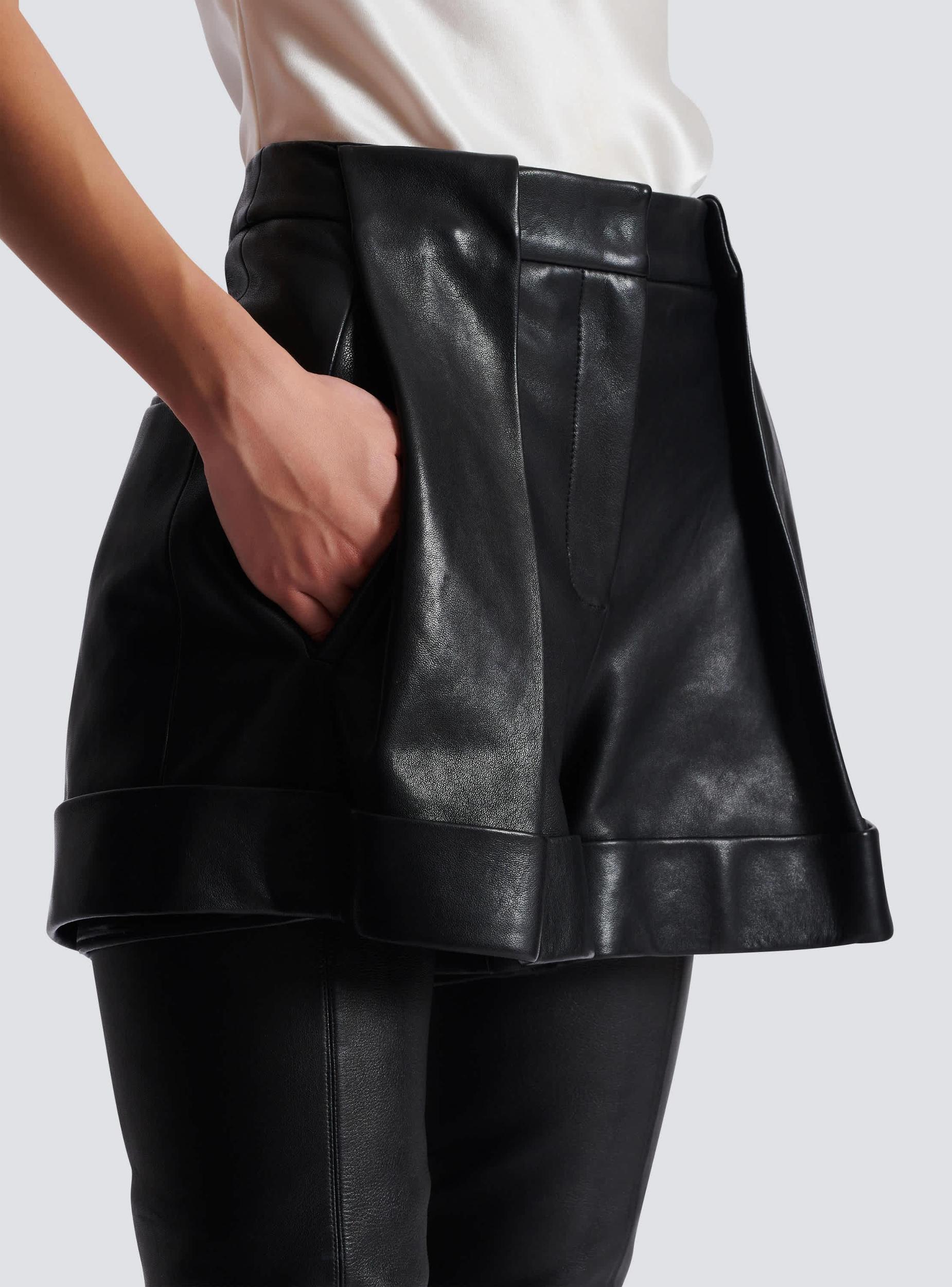 Pleated lambskin shorts Product Image