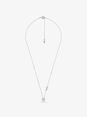 Precious Metal-Plated Sterling Silver Pavé Halo Necklace Product Image