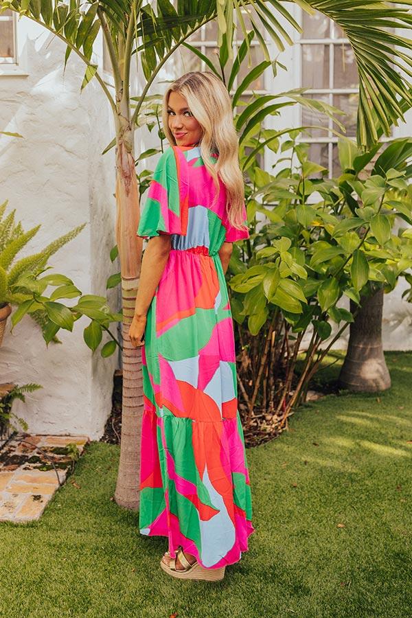 Sailboat Soiree Color Block Maxi in Hot Pink Product Image