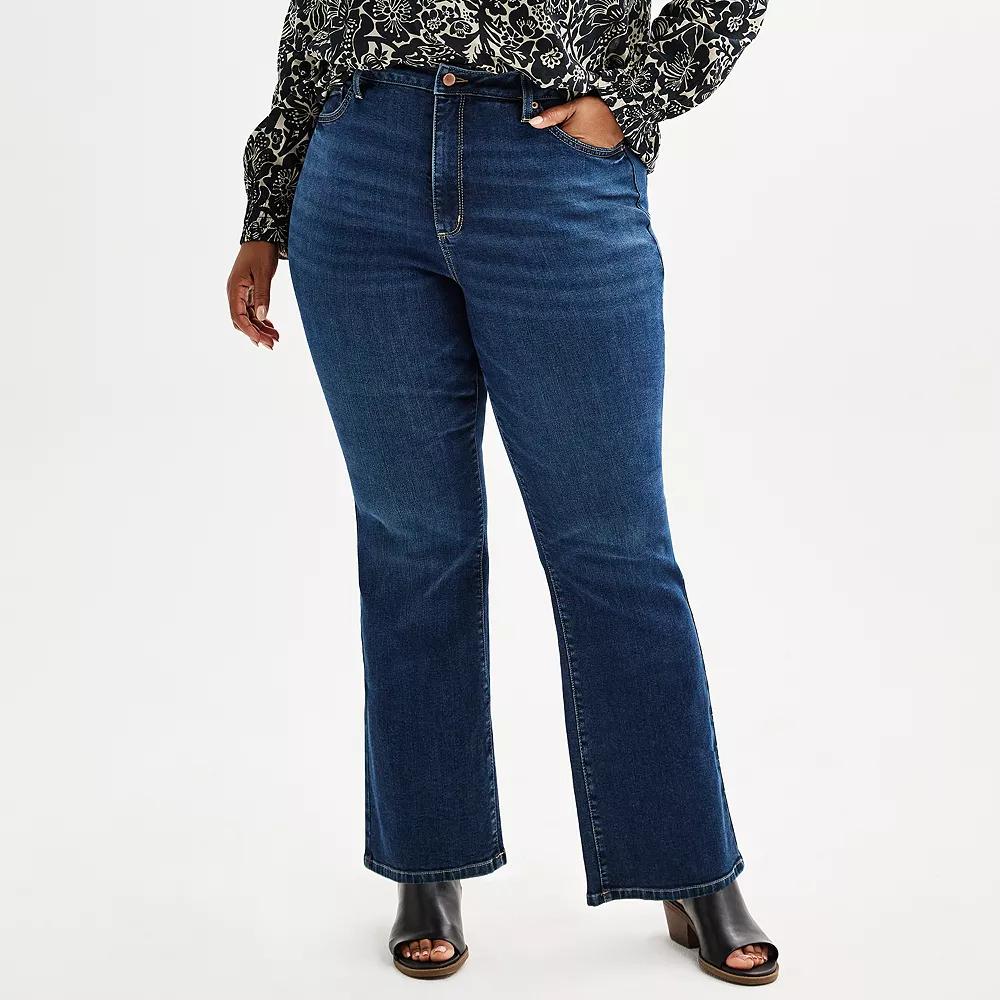 Plus Size Sonoma Goods For Life® Mid-Rise Bootcut Jeans, Women's, Size: 30 W, Dark Blue Product Image