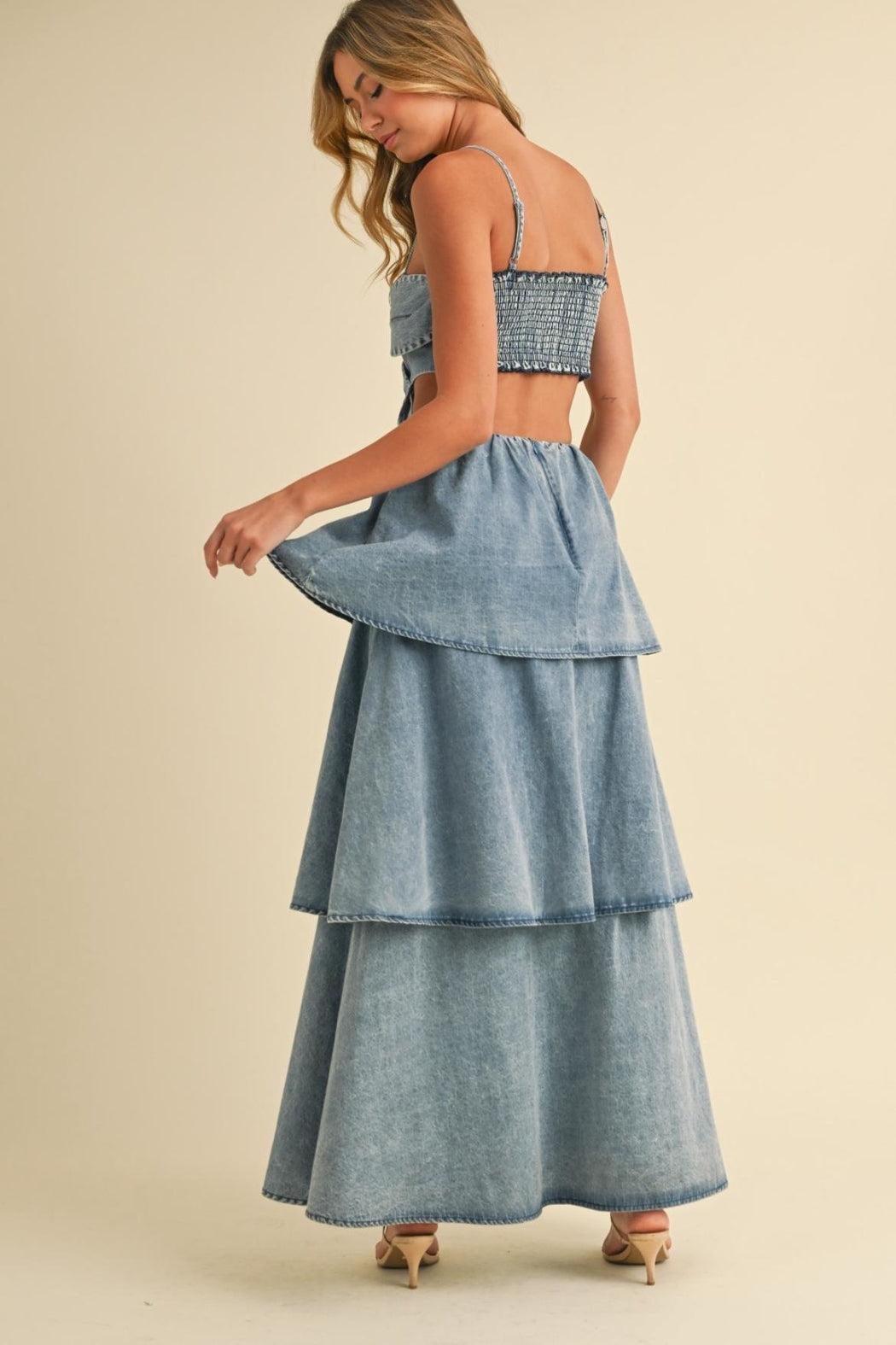 Denim Flower Dress Product Image
