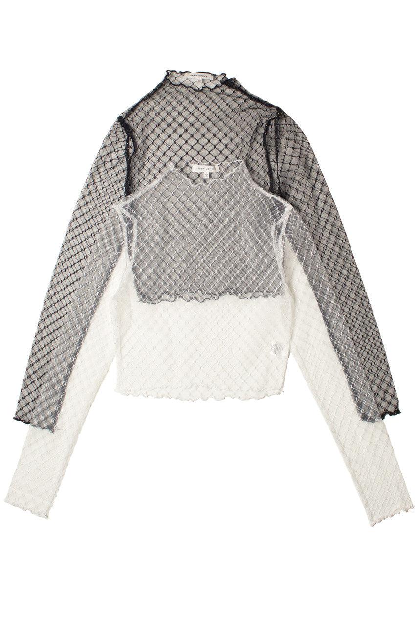 Gold Glitter Mesh Mock Neck Top Product Image