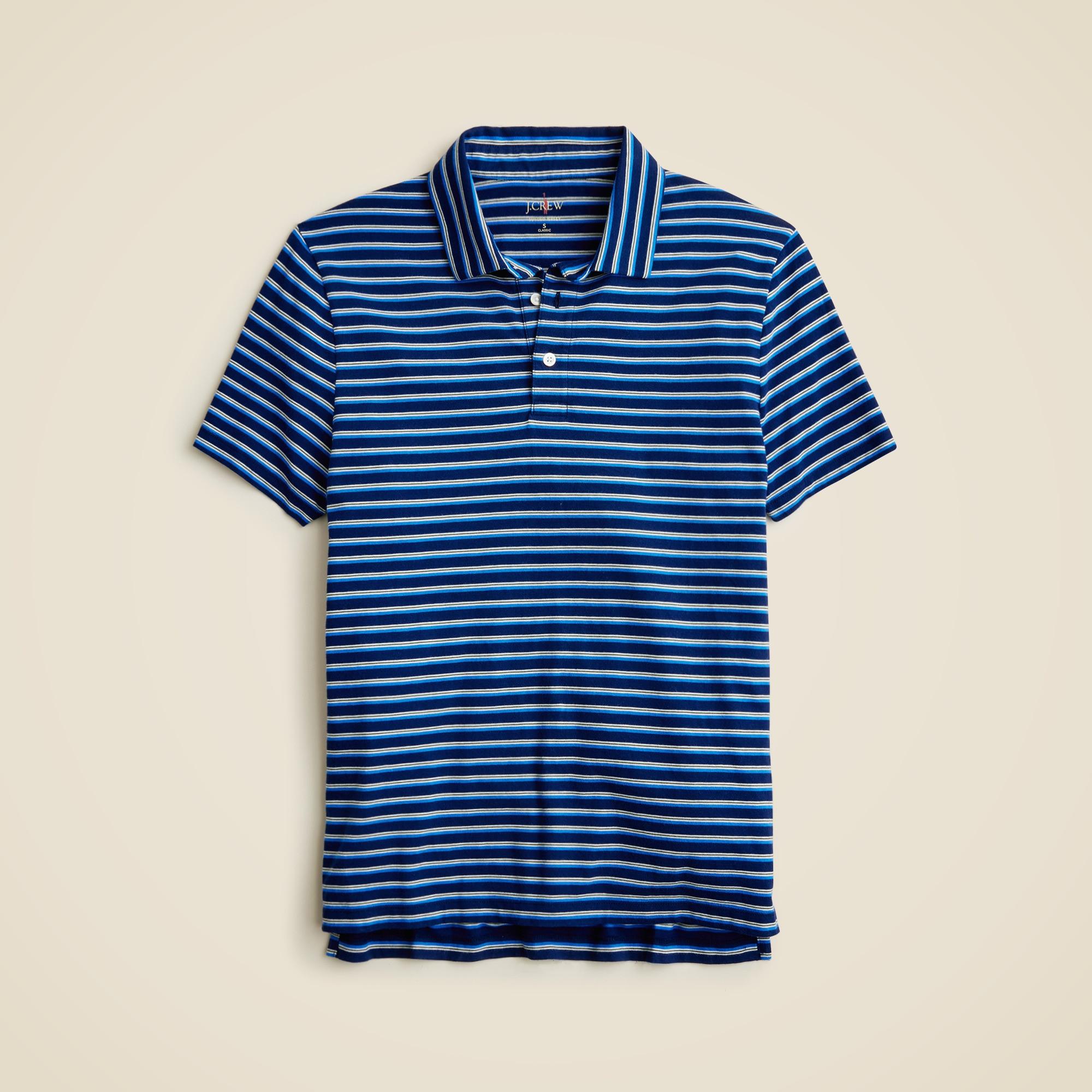 Sueded cotton polo shirt in stripe Product Image