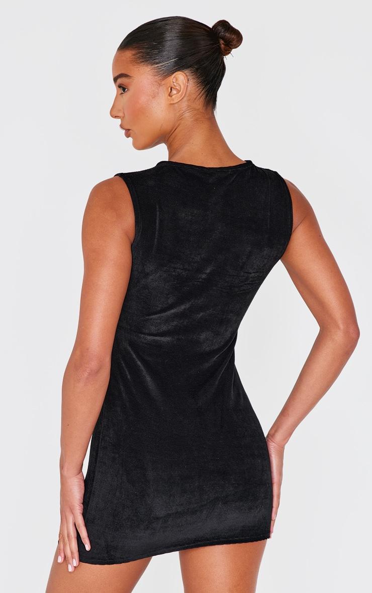 Black Cord Boat Neck Mini Dress Product Image