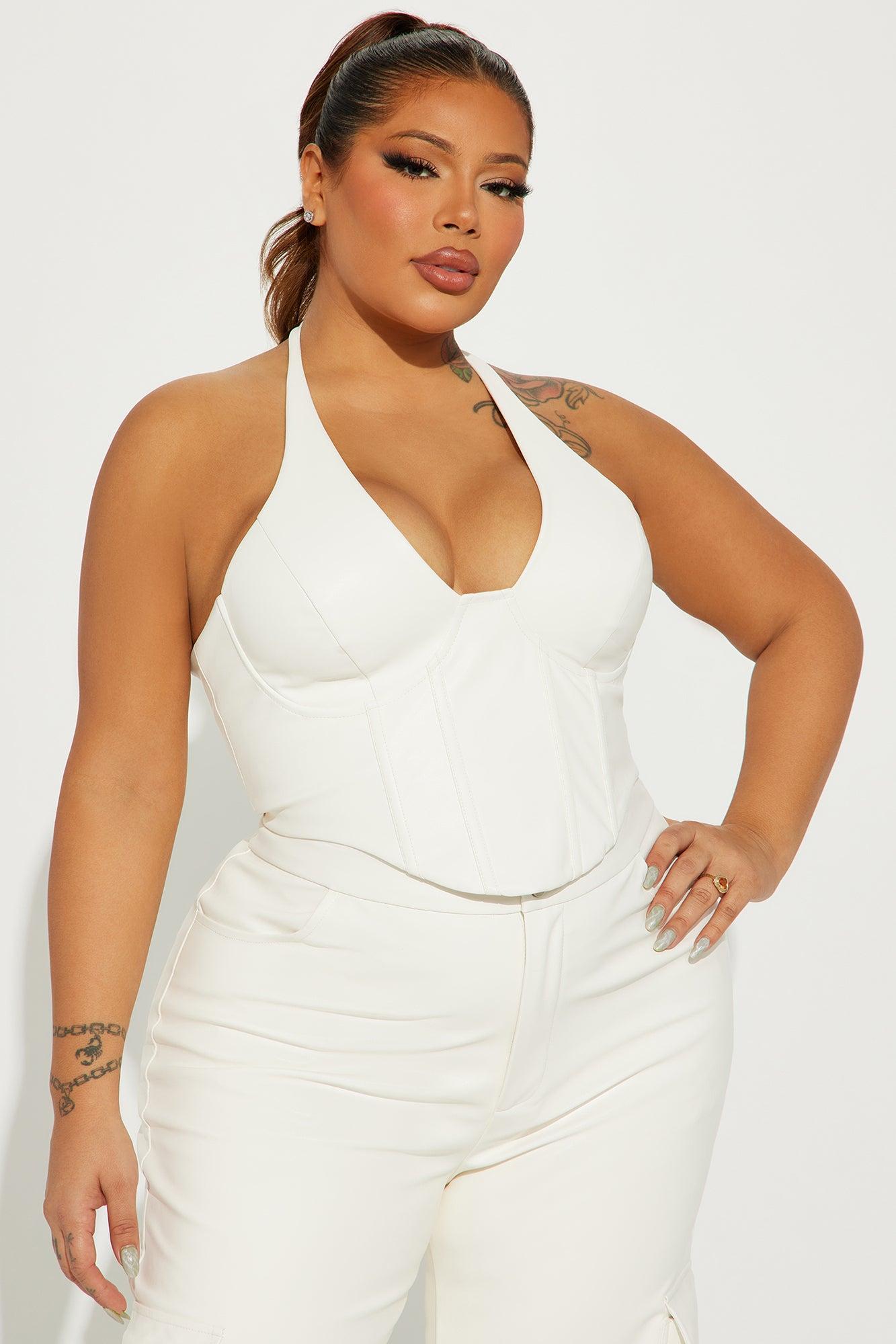 After Party Faux Leather Pant Set - White Product Image