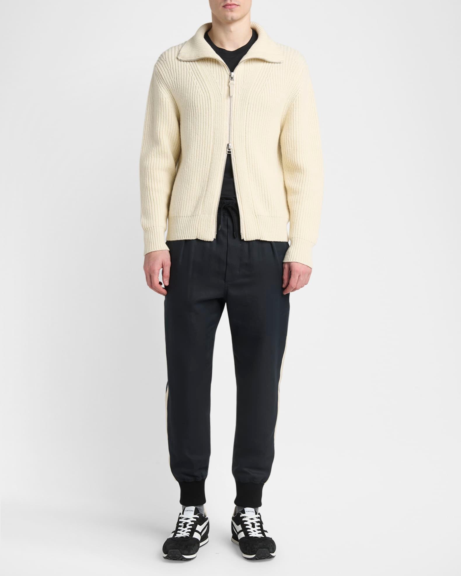 Men's Wool and Mohair Blend Full Zip Sweater Product Image