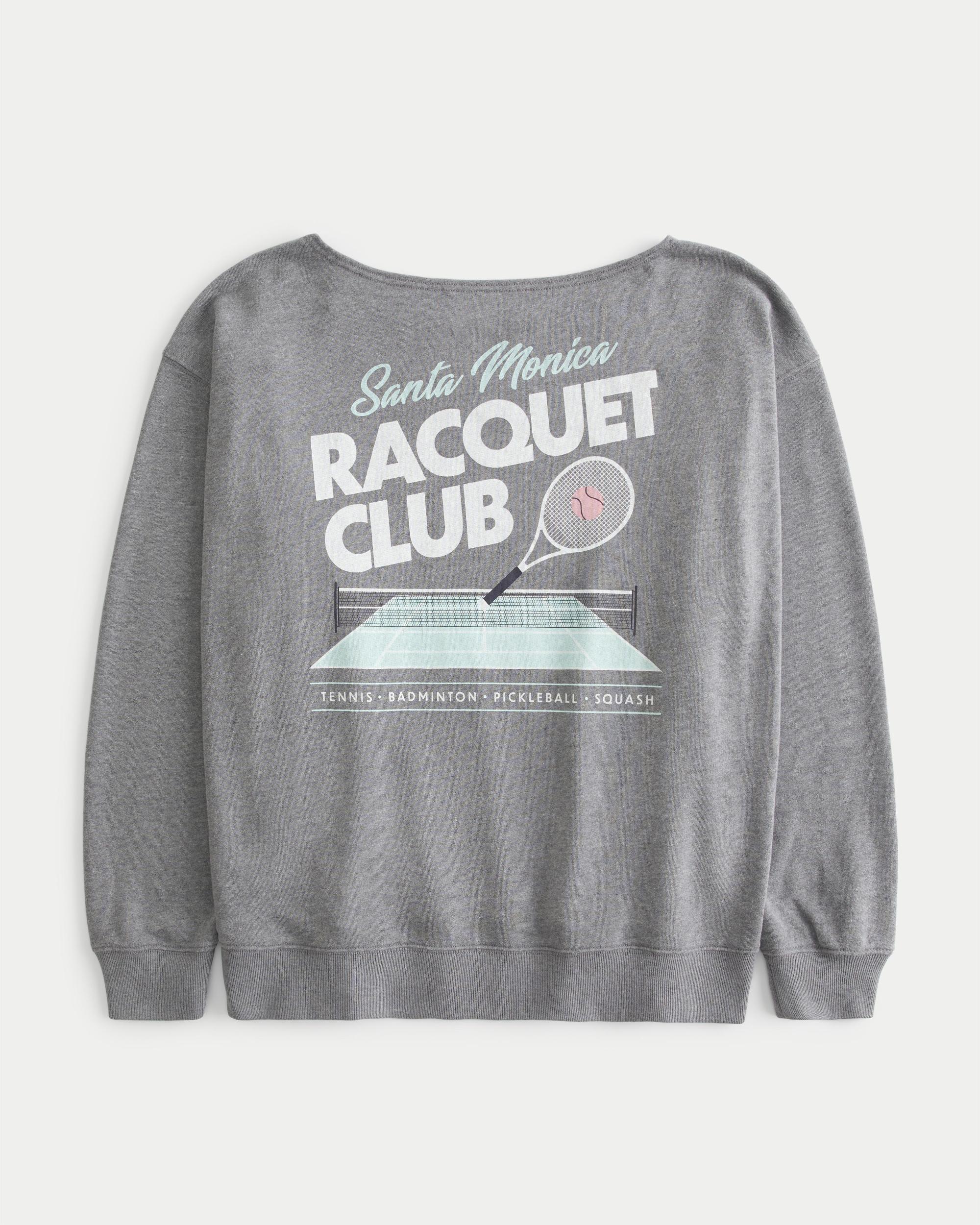 Oversized Off-the-Shoulder Volleyball Graphic Sweatshirt Product Image