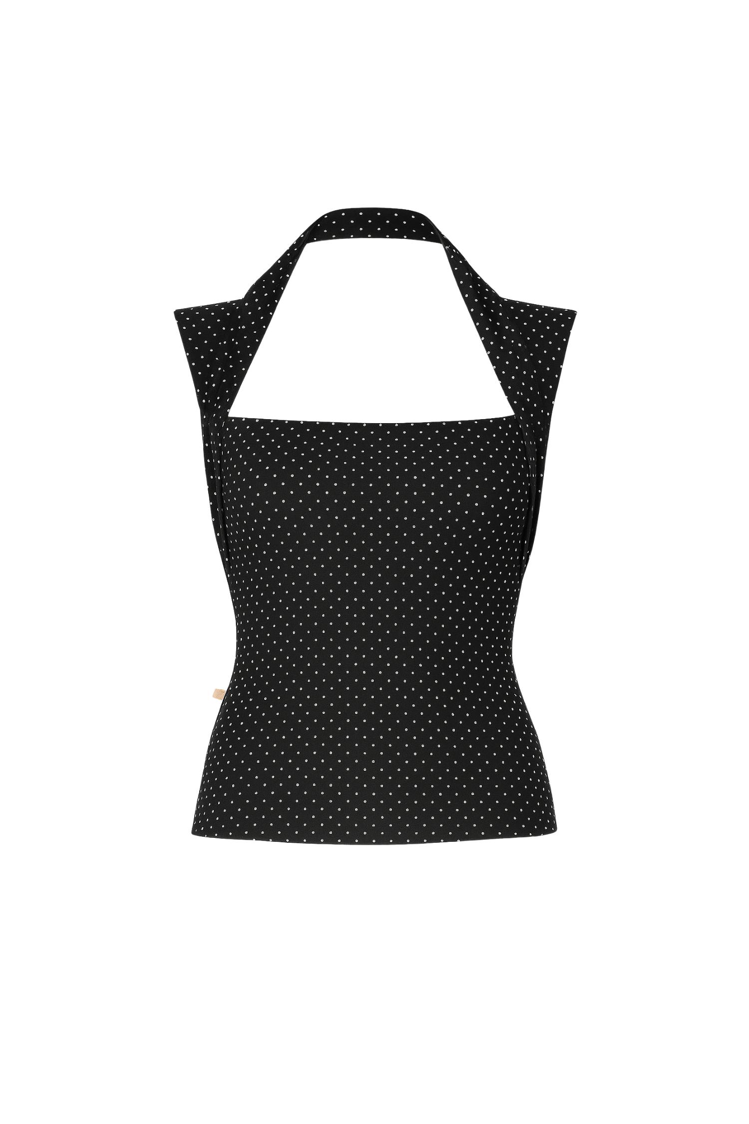 LARA TOP - BLACK AND WHITE POLKA DOT Product Image