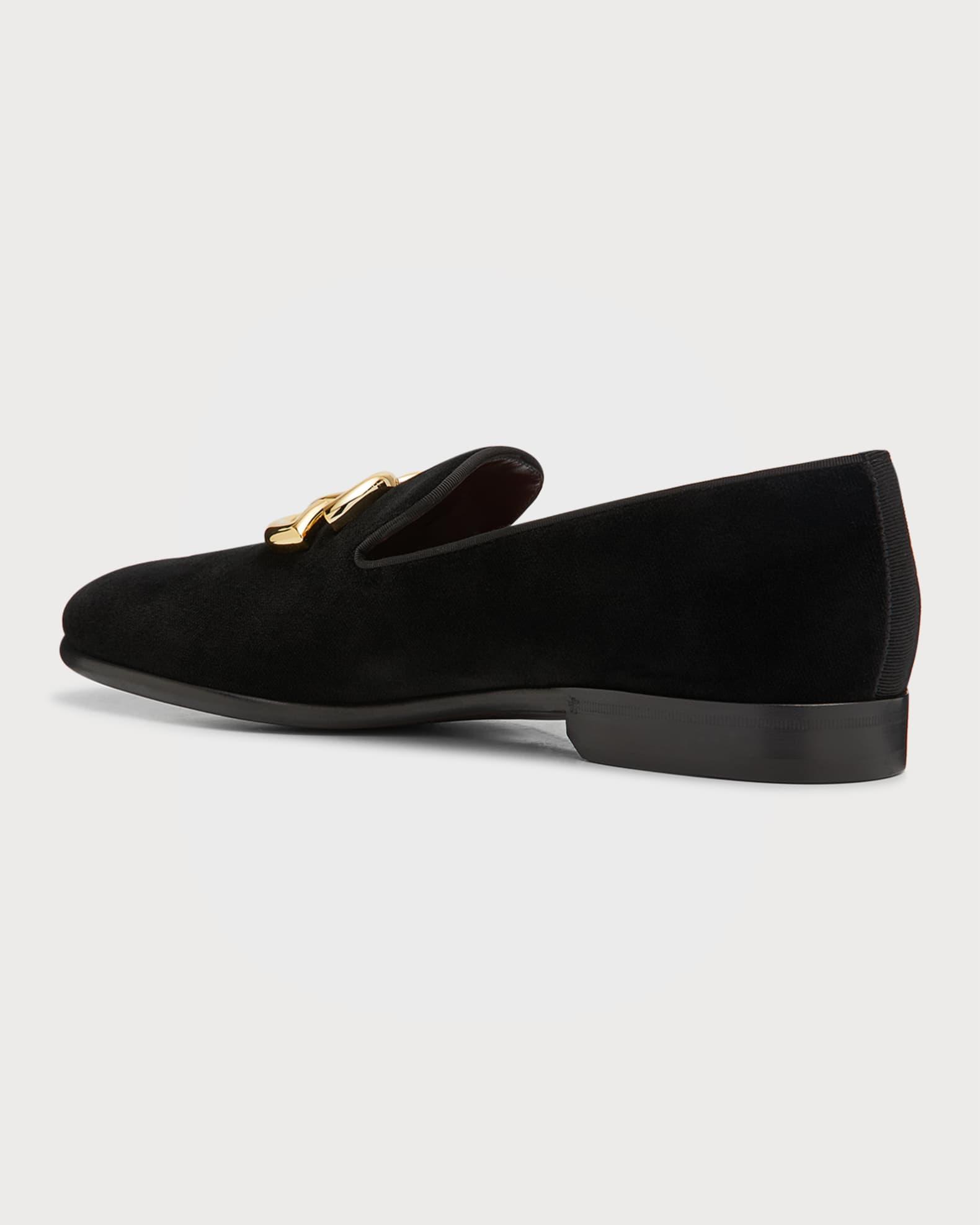 Men's Logo Velvet Dress Loafers Product Image