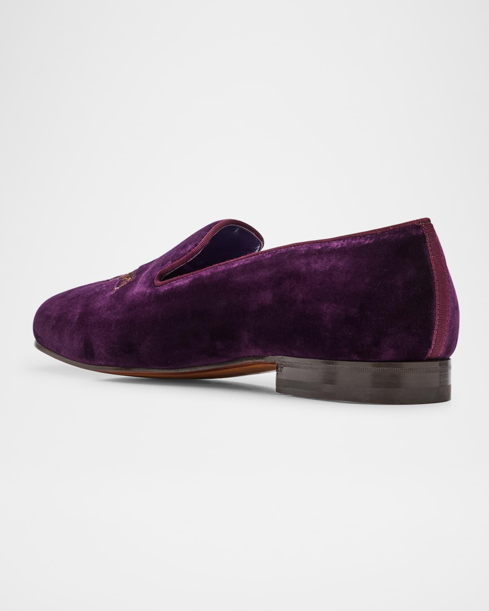 Men's Alonzo Embroidered Velvet Slippers Product Image