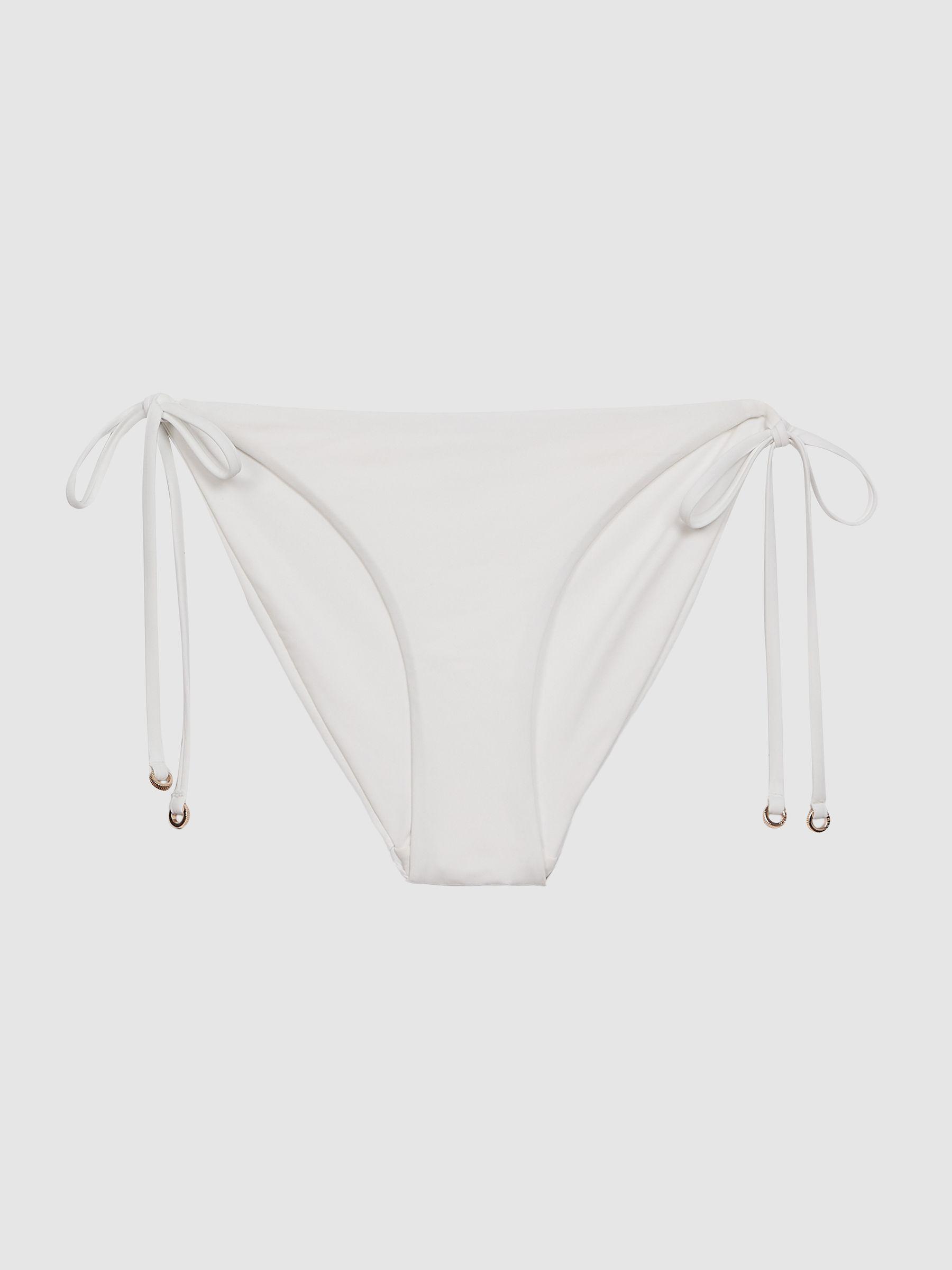 Side Tie Bikini Bottoms in White Product Image
