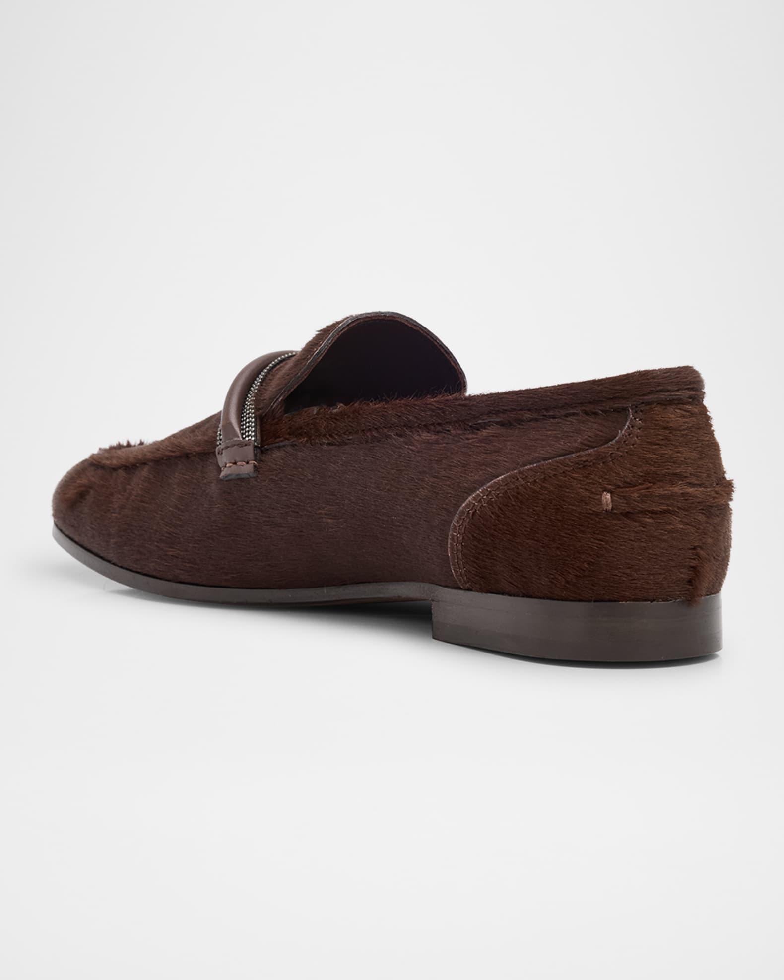 Calf Hair Loafers with Monili Bar Strap Product Image