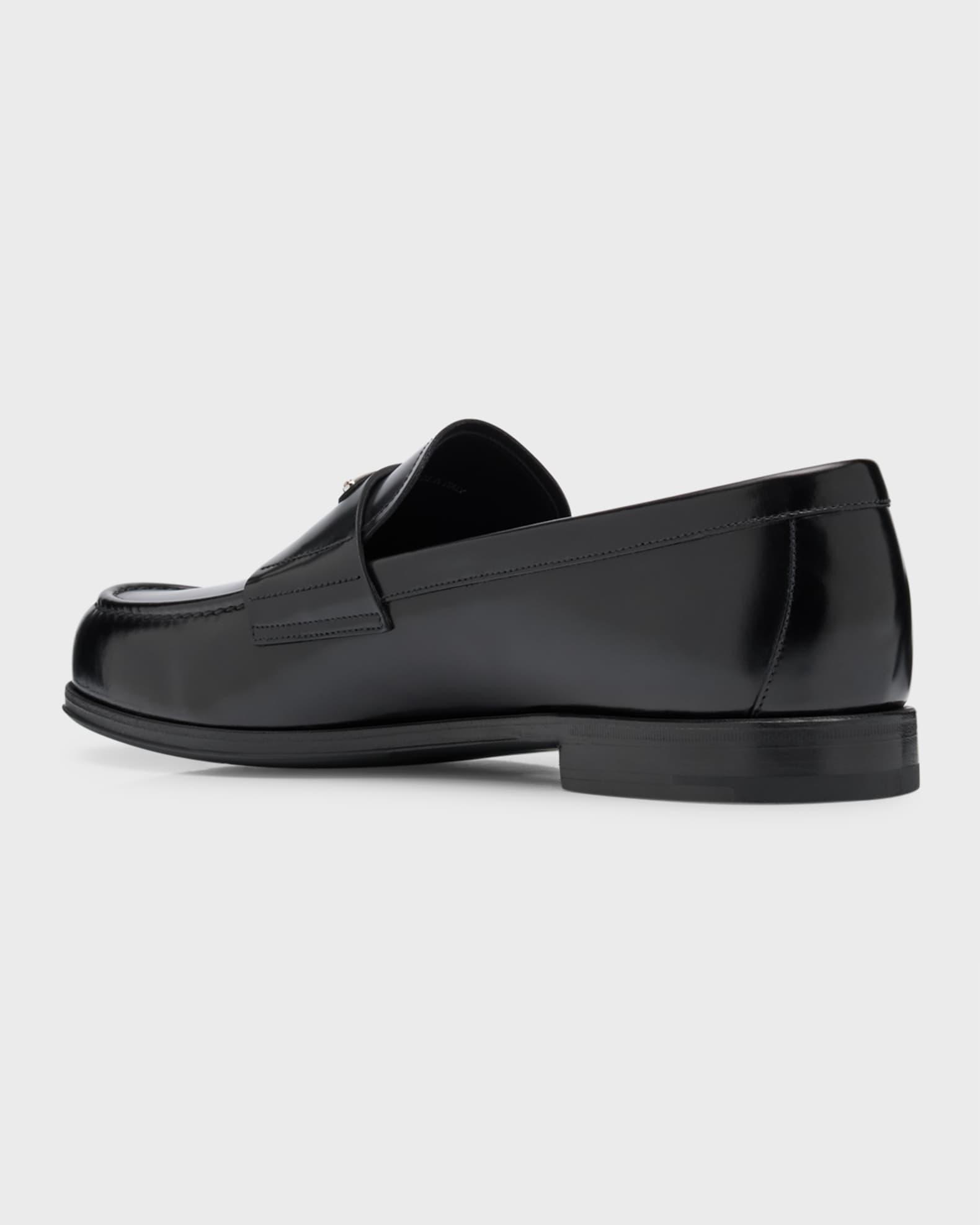 Men's Enameled Logo Leather Penny Loafers Product Image