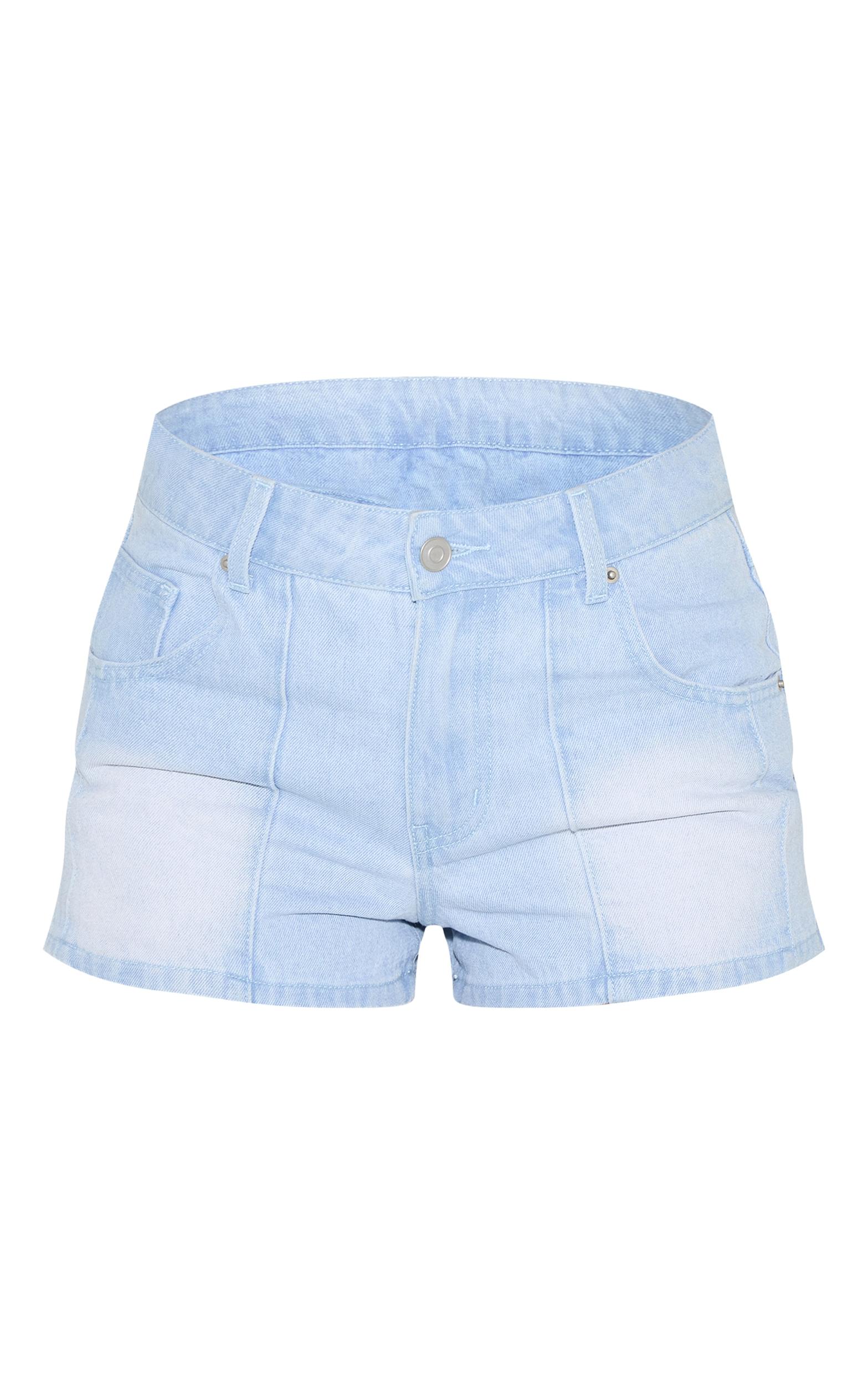 Light Blue Seam Detail Denim Hotpants Product Image