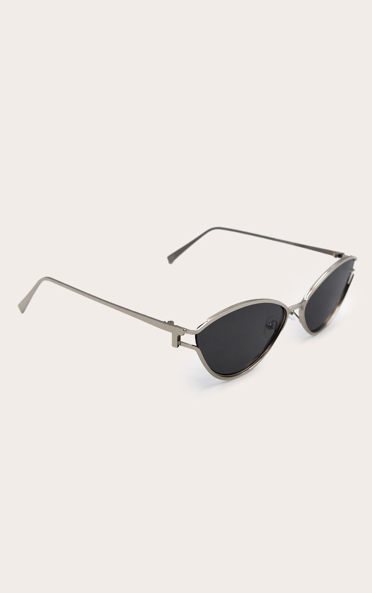 Silver Metal Frame Black Lens Cat Eye Sunglasses Product Image
