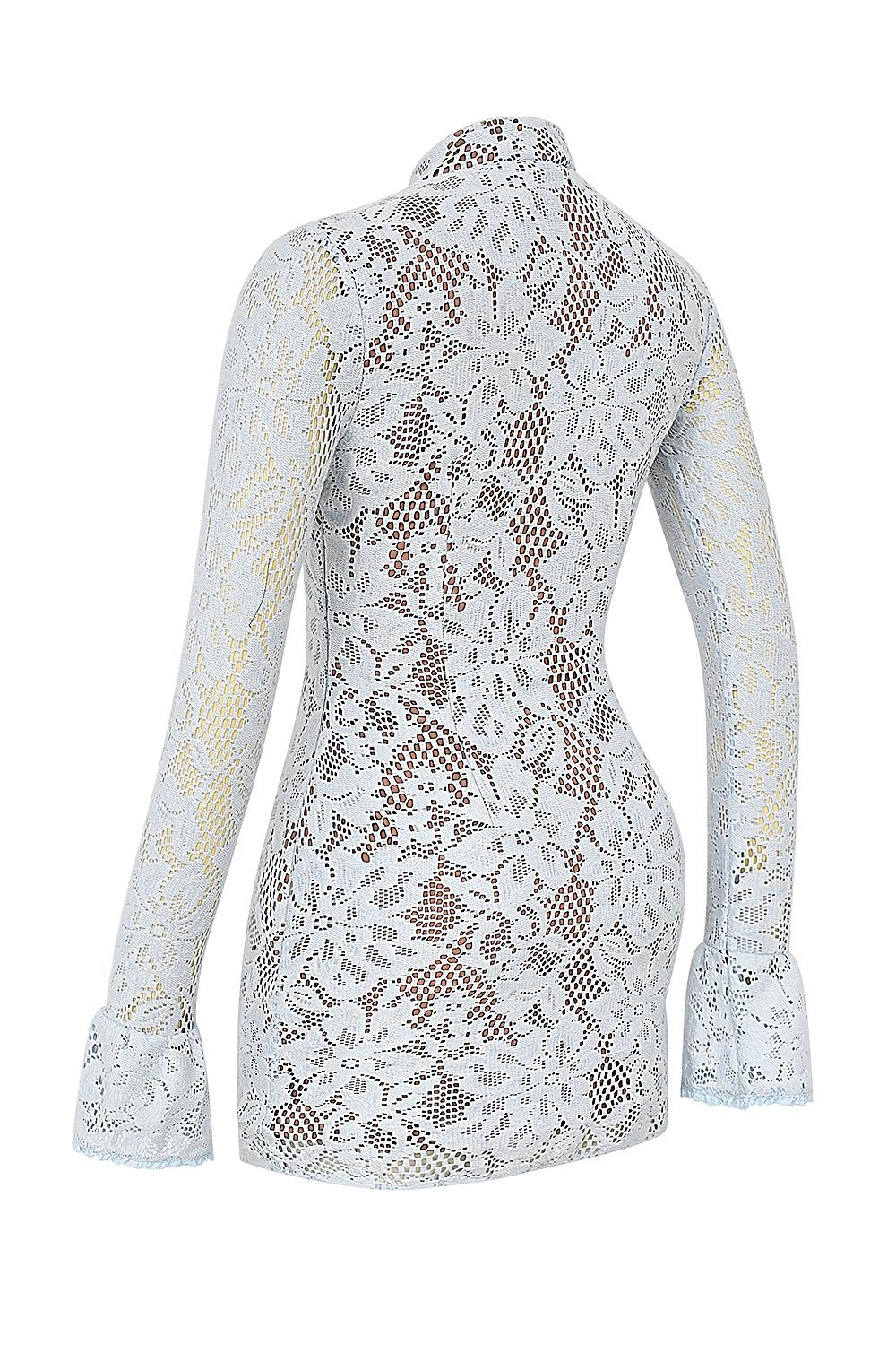 Brianna  bluebell keyhole lace mini dress Product Image