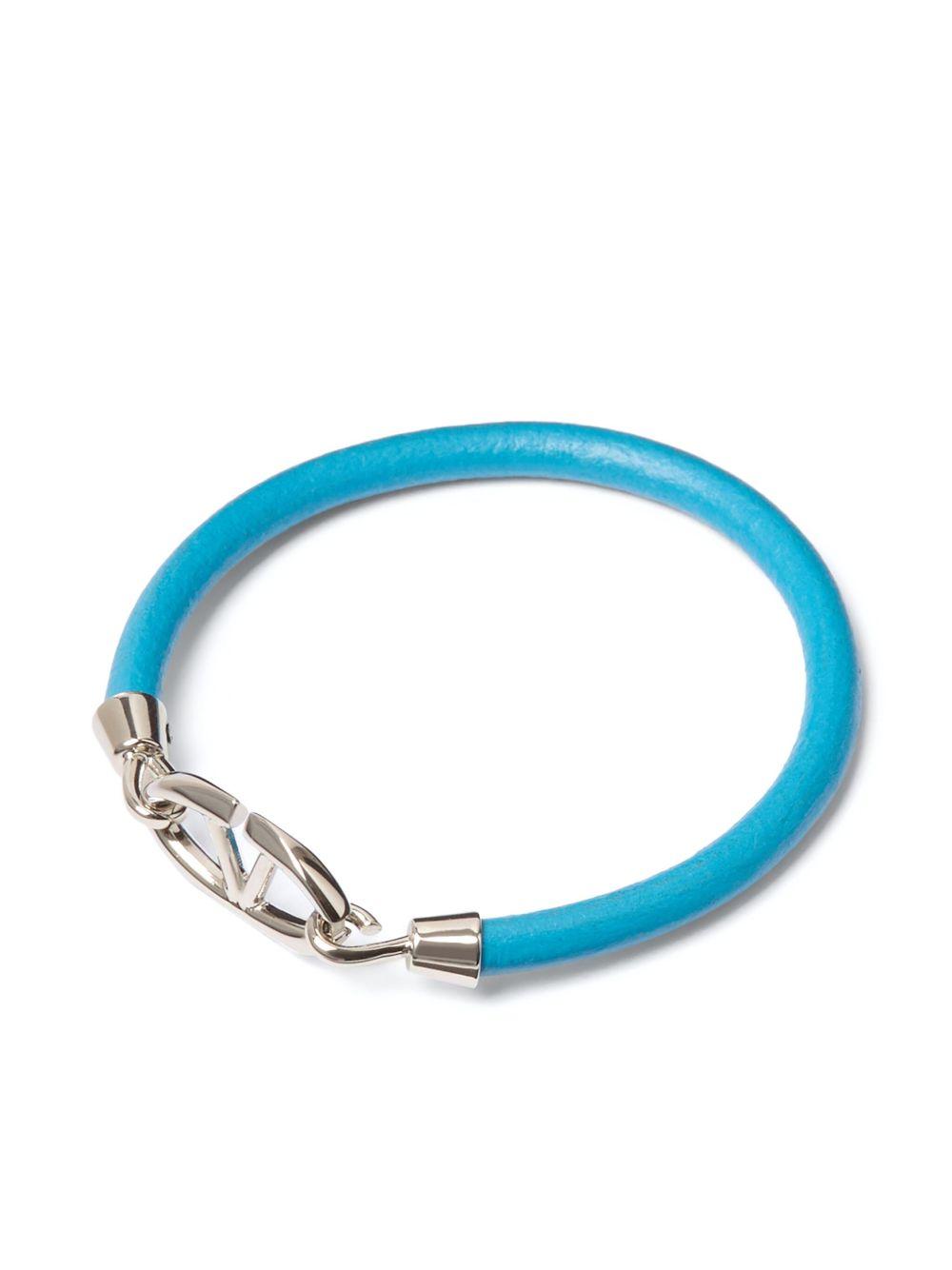 logo-plaque leather bracelet Product Image